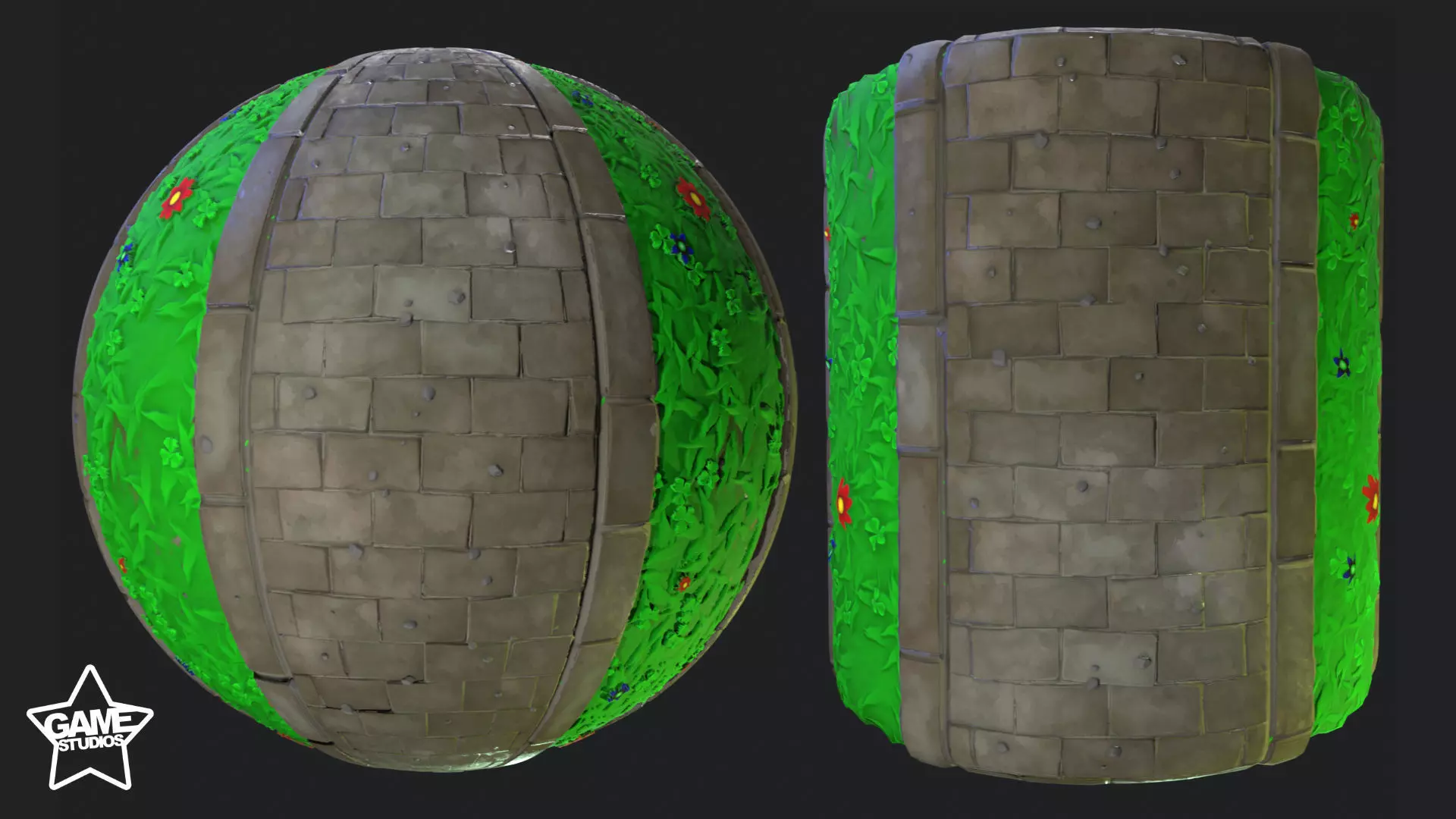 Stylized Stone Pavers With Grass Texture_0