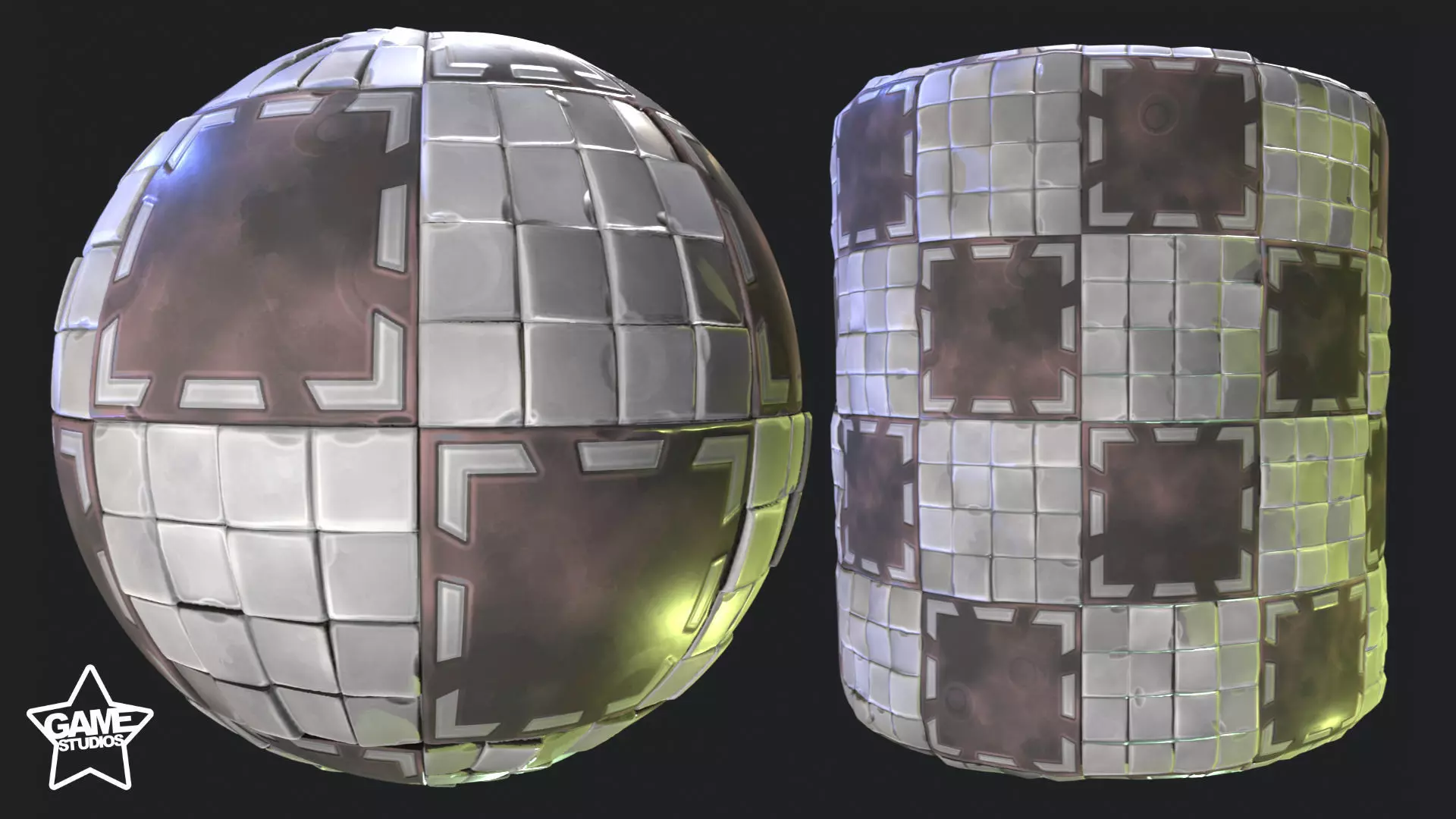 Stylized Floor Tiles Material 09 - Included Cracked Version Texture_0