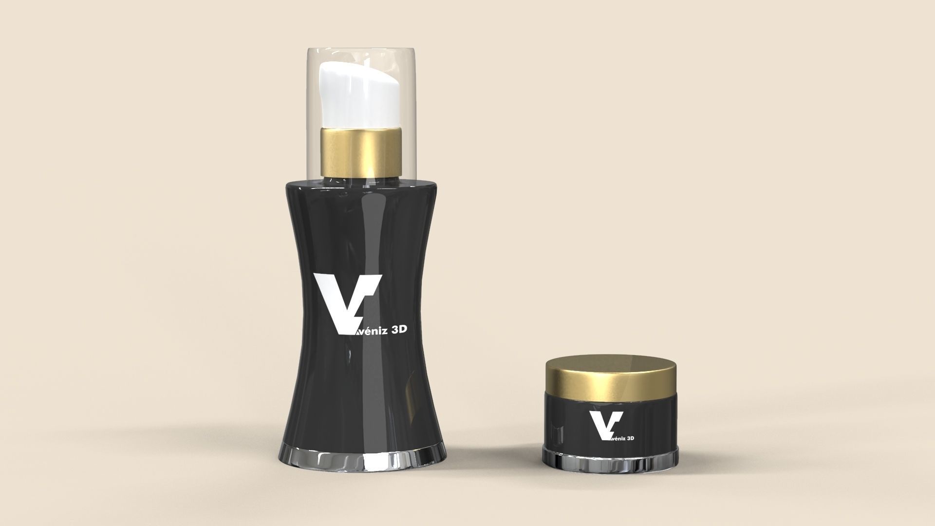 Cosmetic lotion and cream bottles 3D model_7