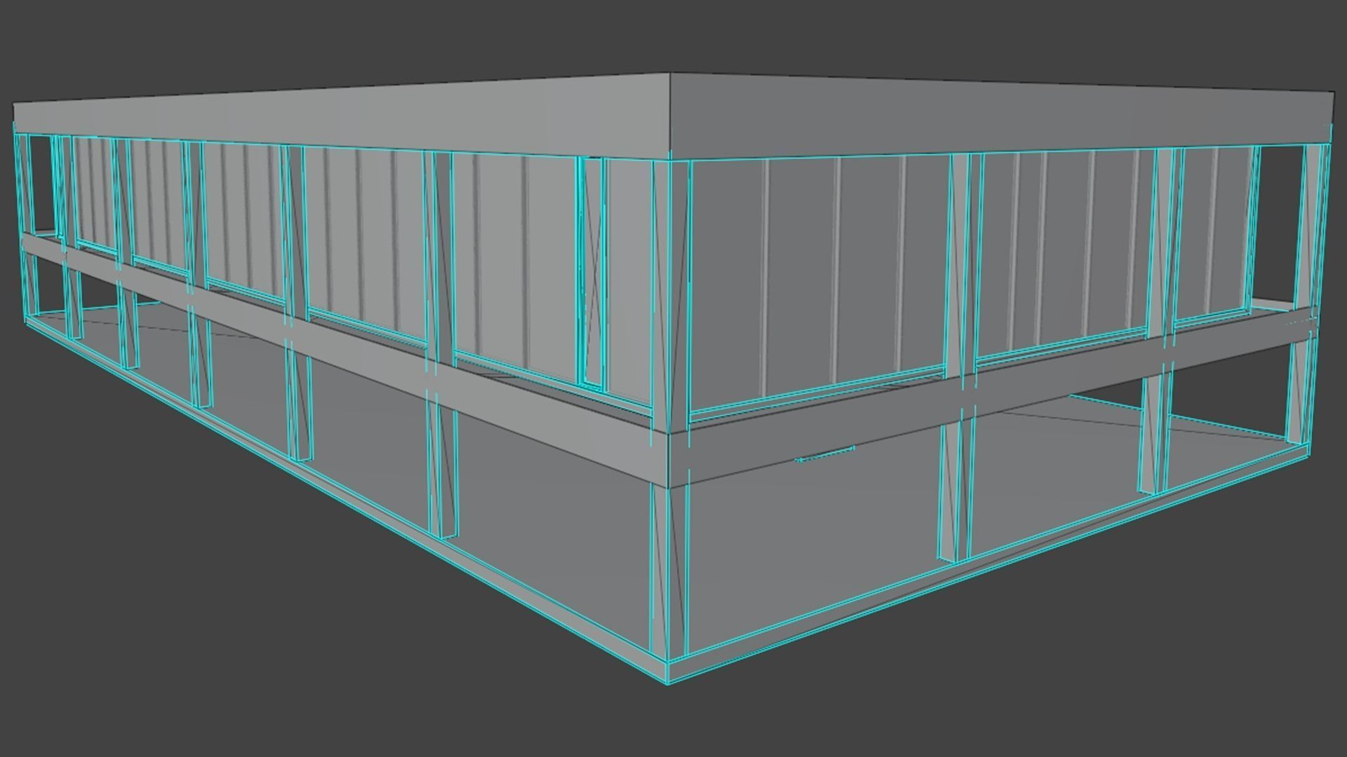 Modern office building Low-poly 3D model_11