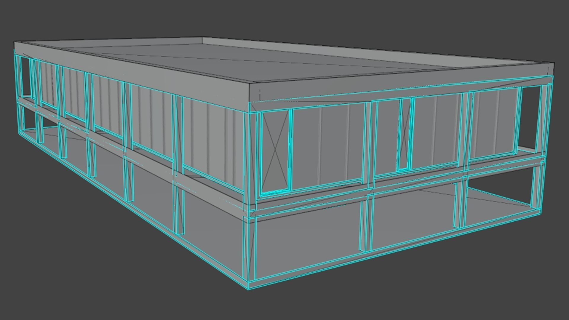Modern office building Low-poly 3D model_12