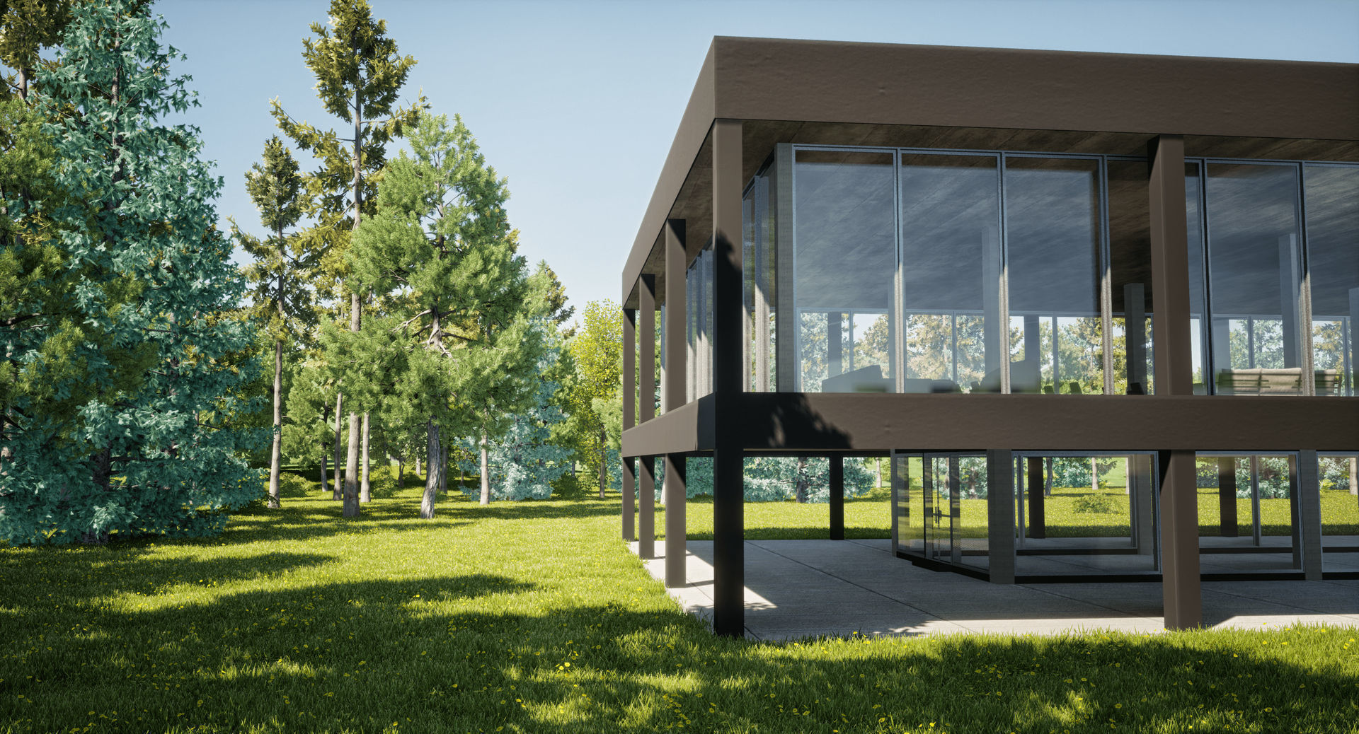 Modern office building Low-poly 3D model_3