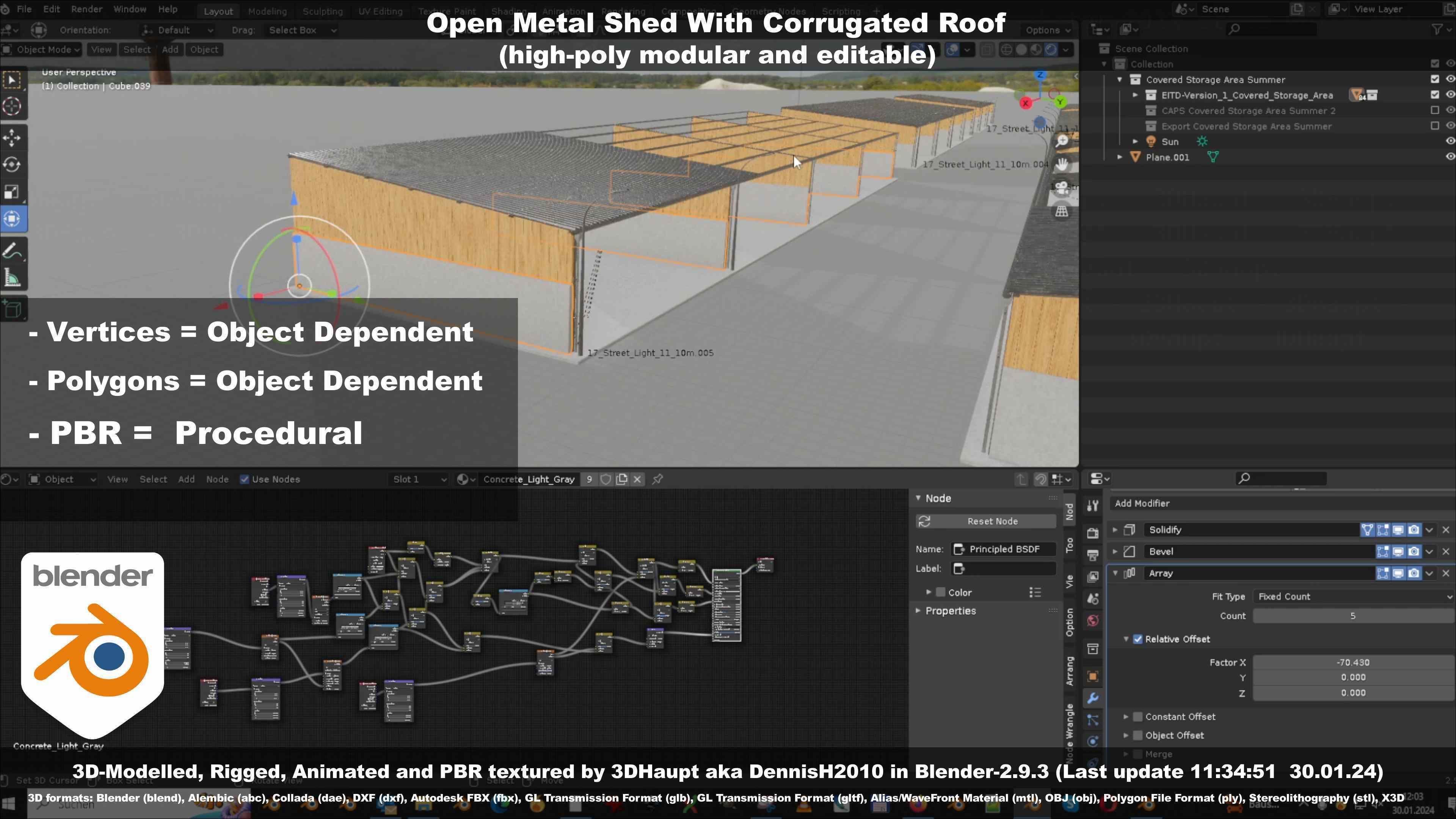 Open Metal Shed With Corrugated Roof 3D model_101