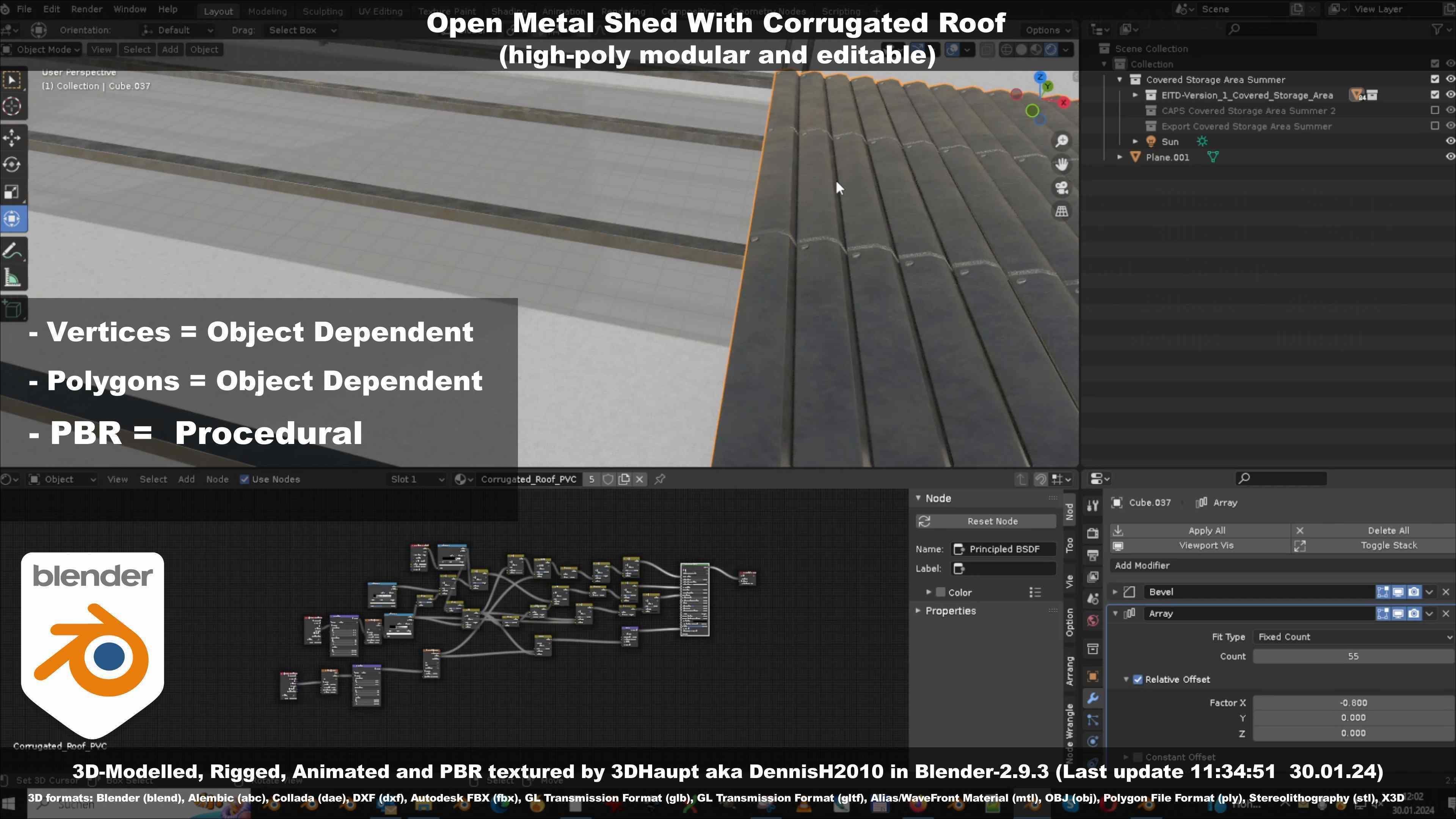 Open Metal Shed With Corrugated Roof 3D model_51