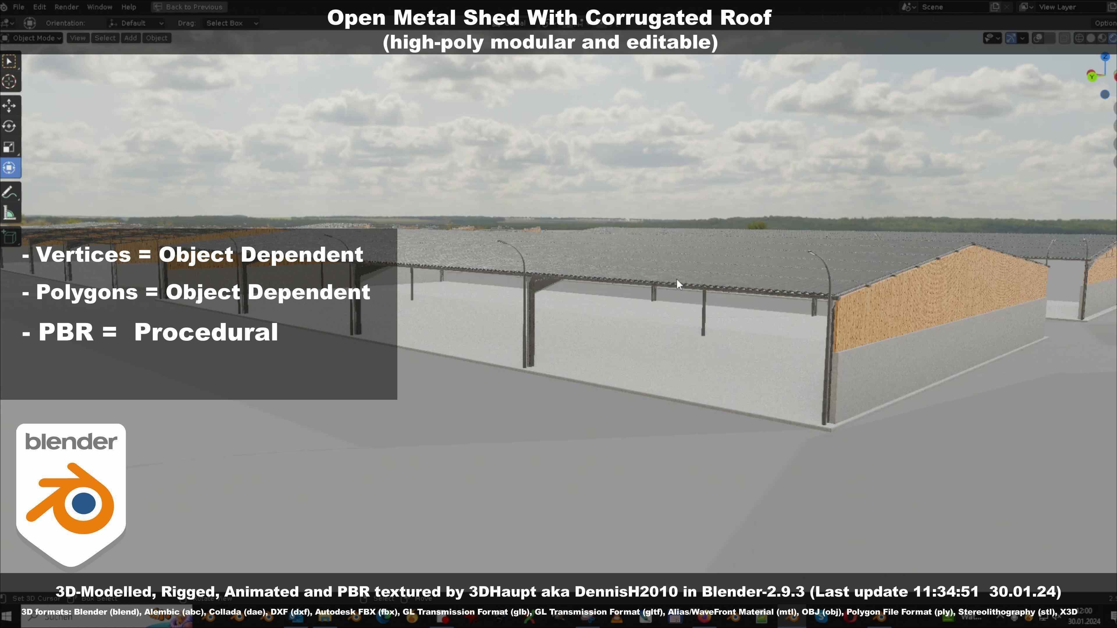Open Metal Shed With Corrugated Roof 3D model_56