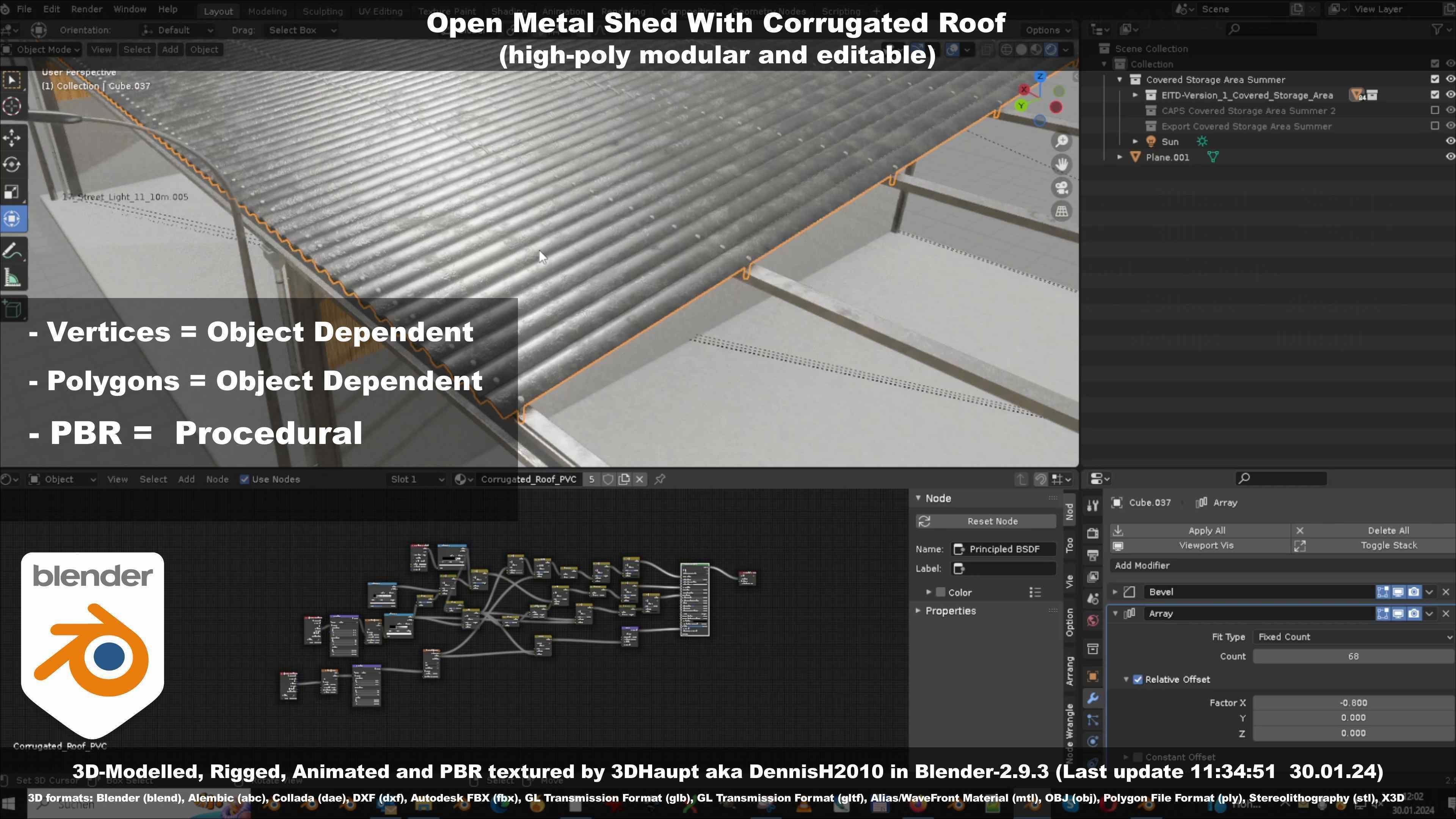 Open Metal Shed With Corrugated Roof 3D model_52