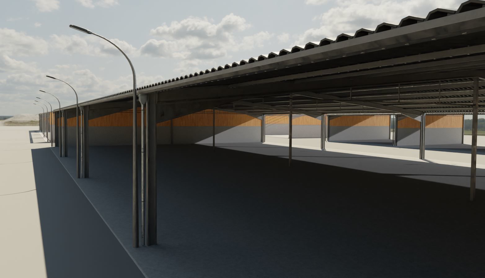 Open Metal Shed With Corrugated Roof 3D model_4