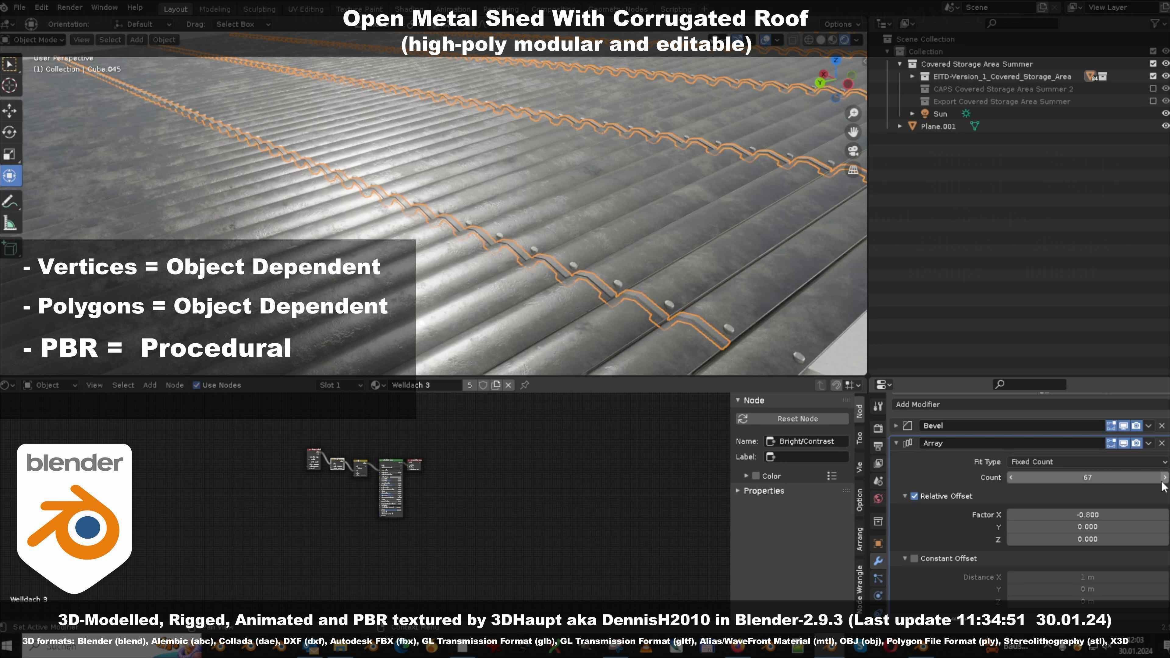 Open Metal Shed With Corrugated Roof 3D model_96
