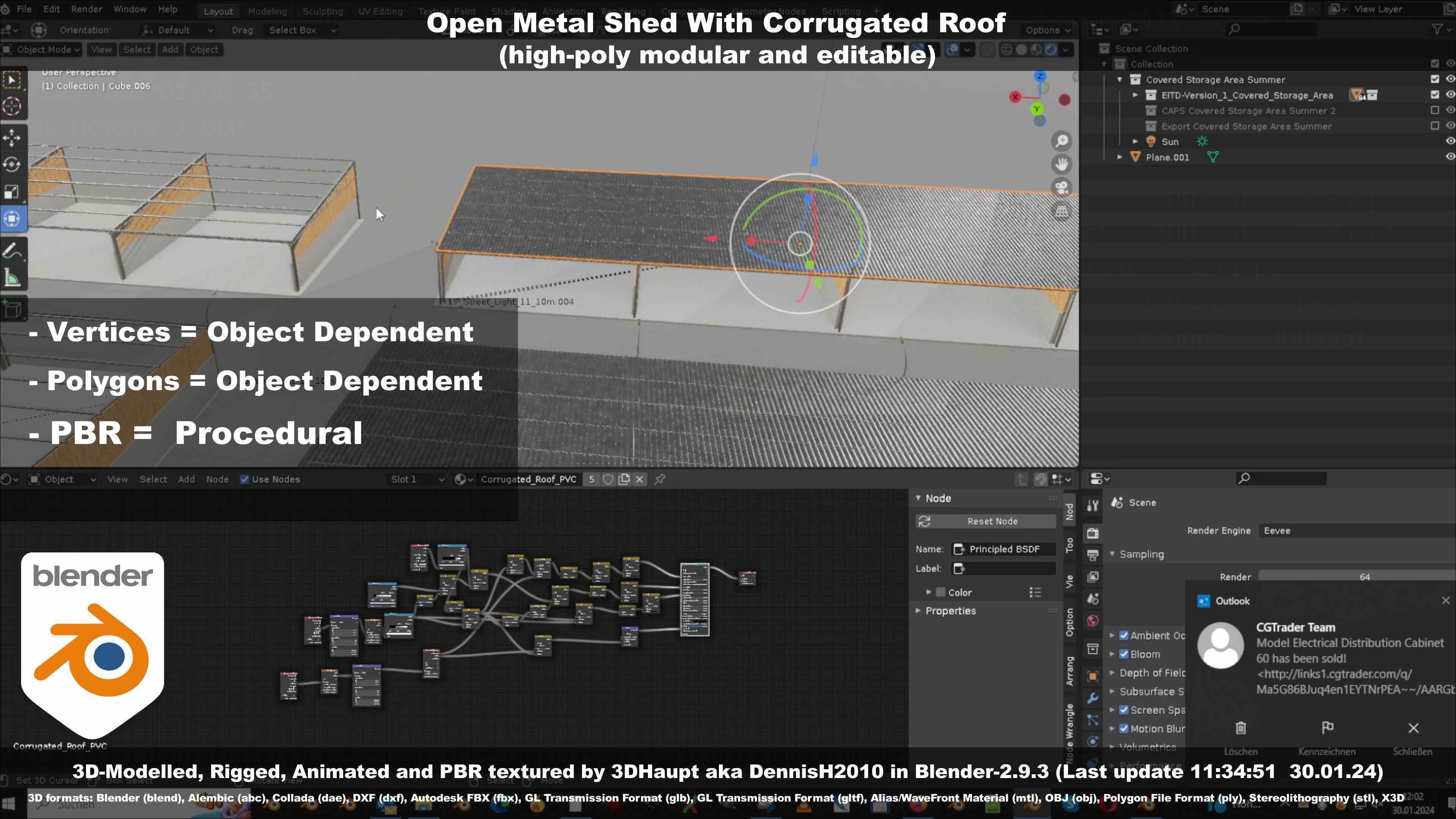 Open Metal Shed With Corrugated Roof 3D model_80