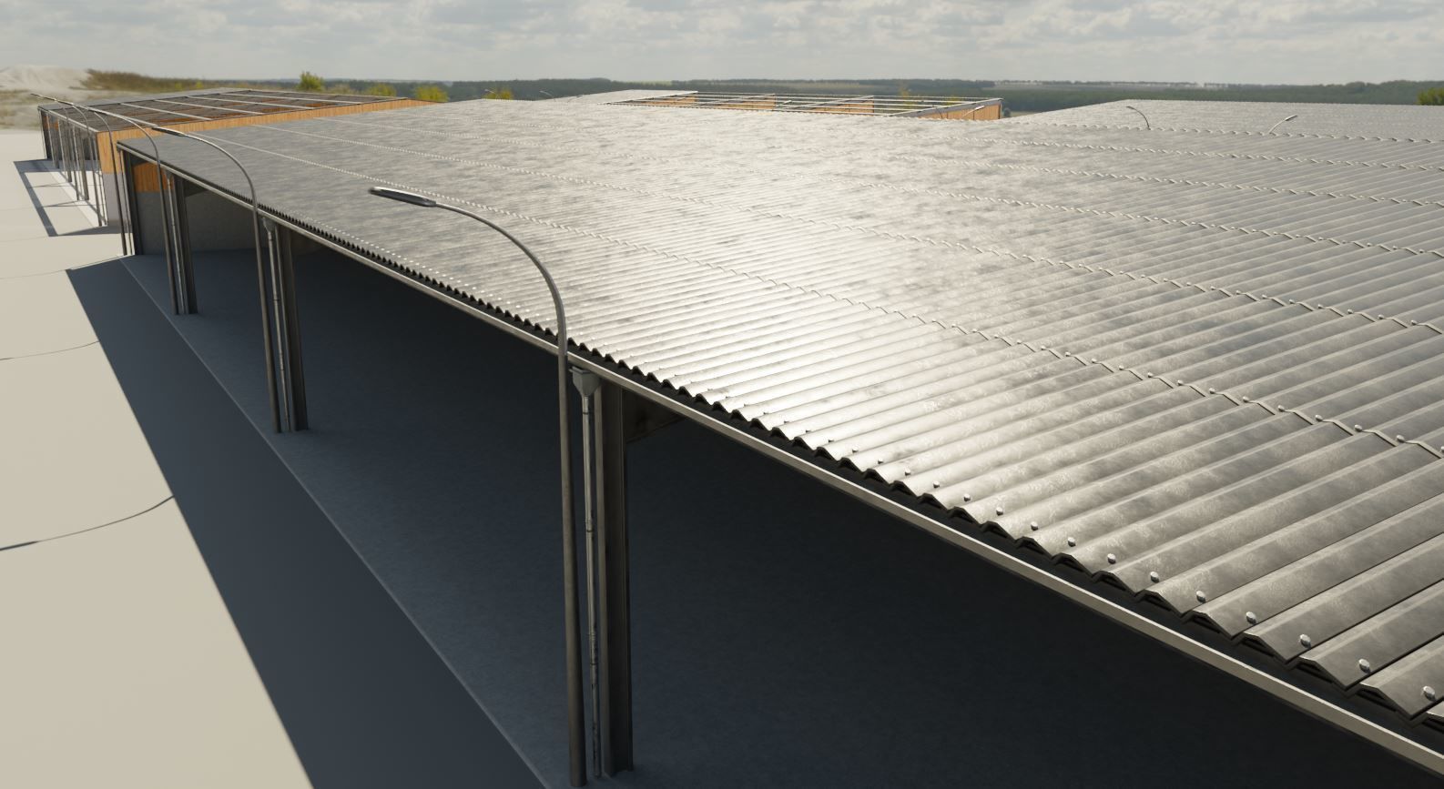 Open Metal Shed With Corrugated Roof 3D model_27