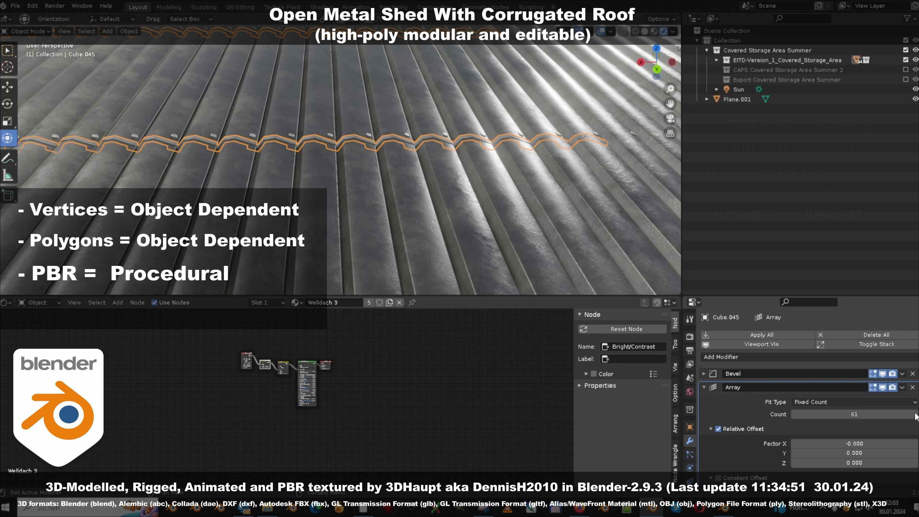 Open Metal Shed With Corrugated Roof 3D model_93