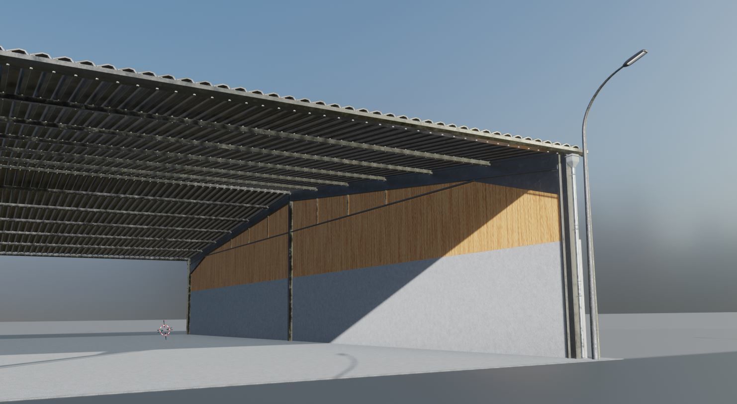Open Metal Shed With Corrugated Roof 3D model_15