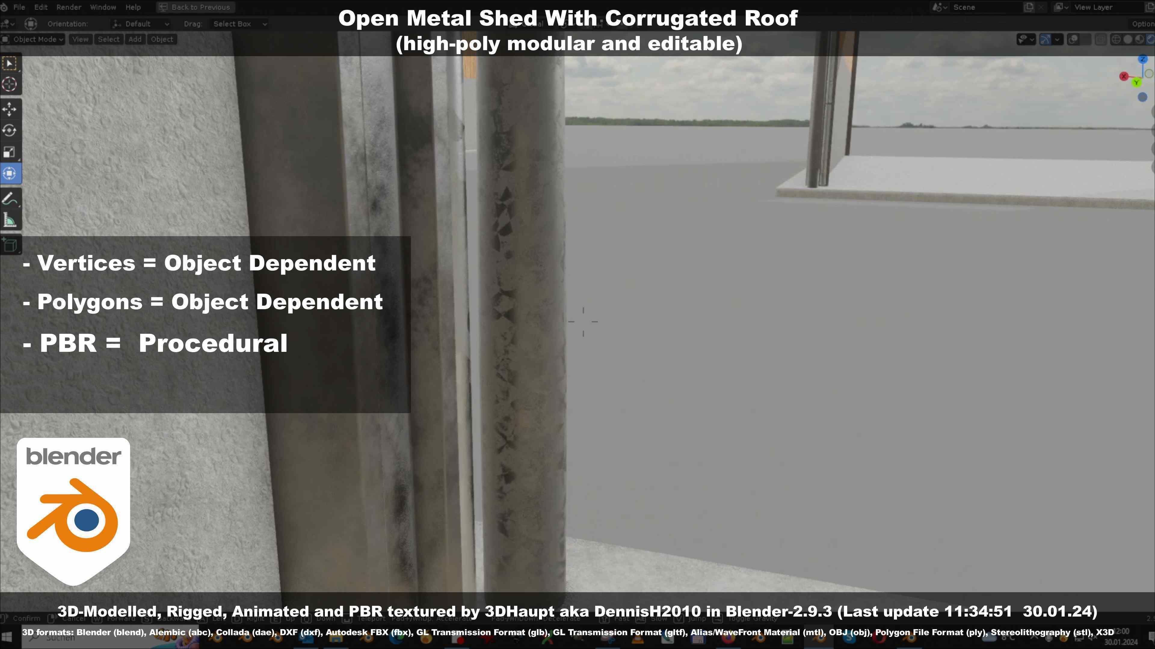 Open Metal Shed With Corrugated Roof 3D model_63