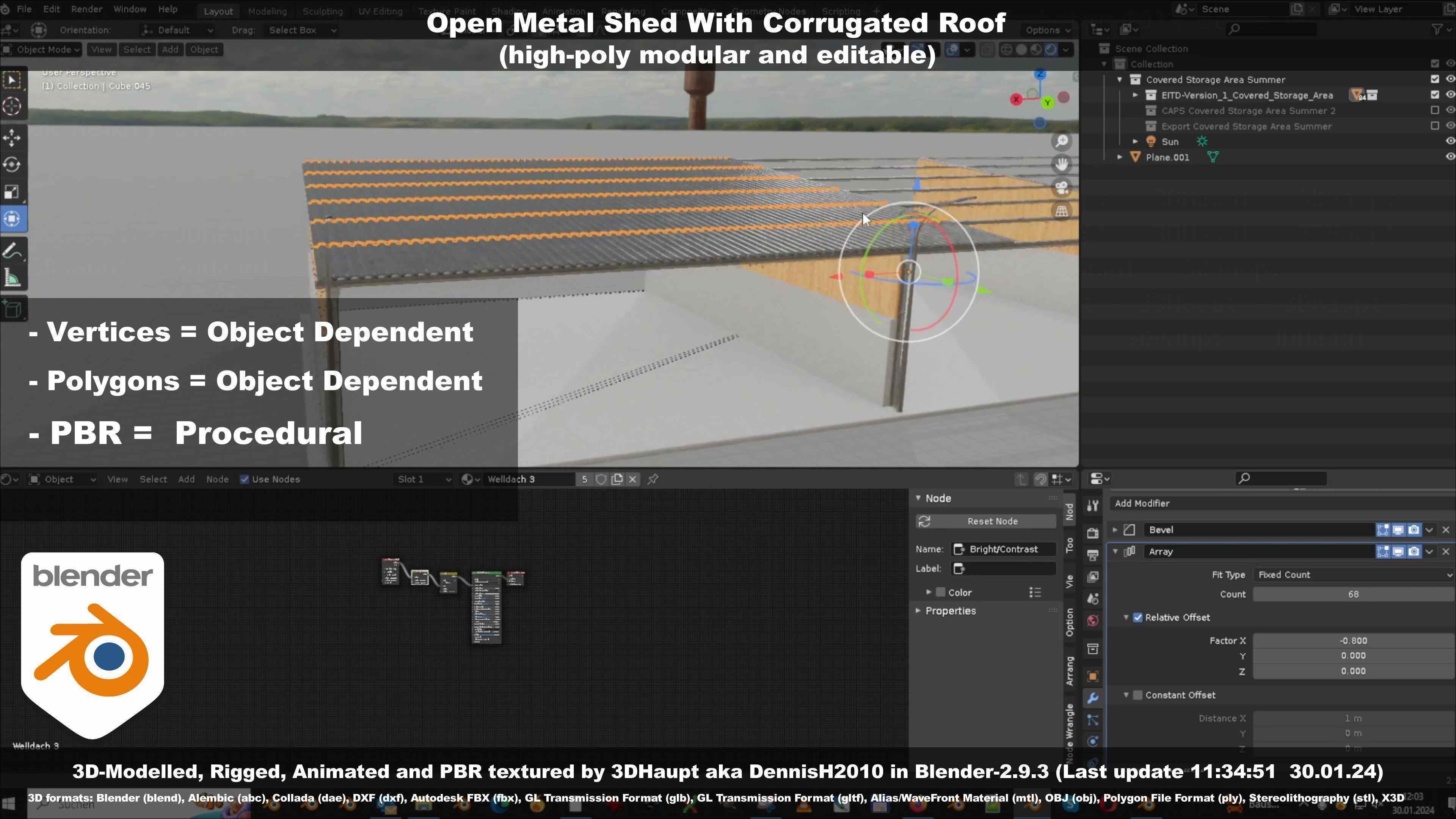 Open Metal Shed With Corrugated Roof 3D model_97
