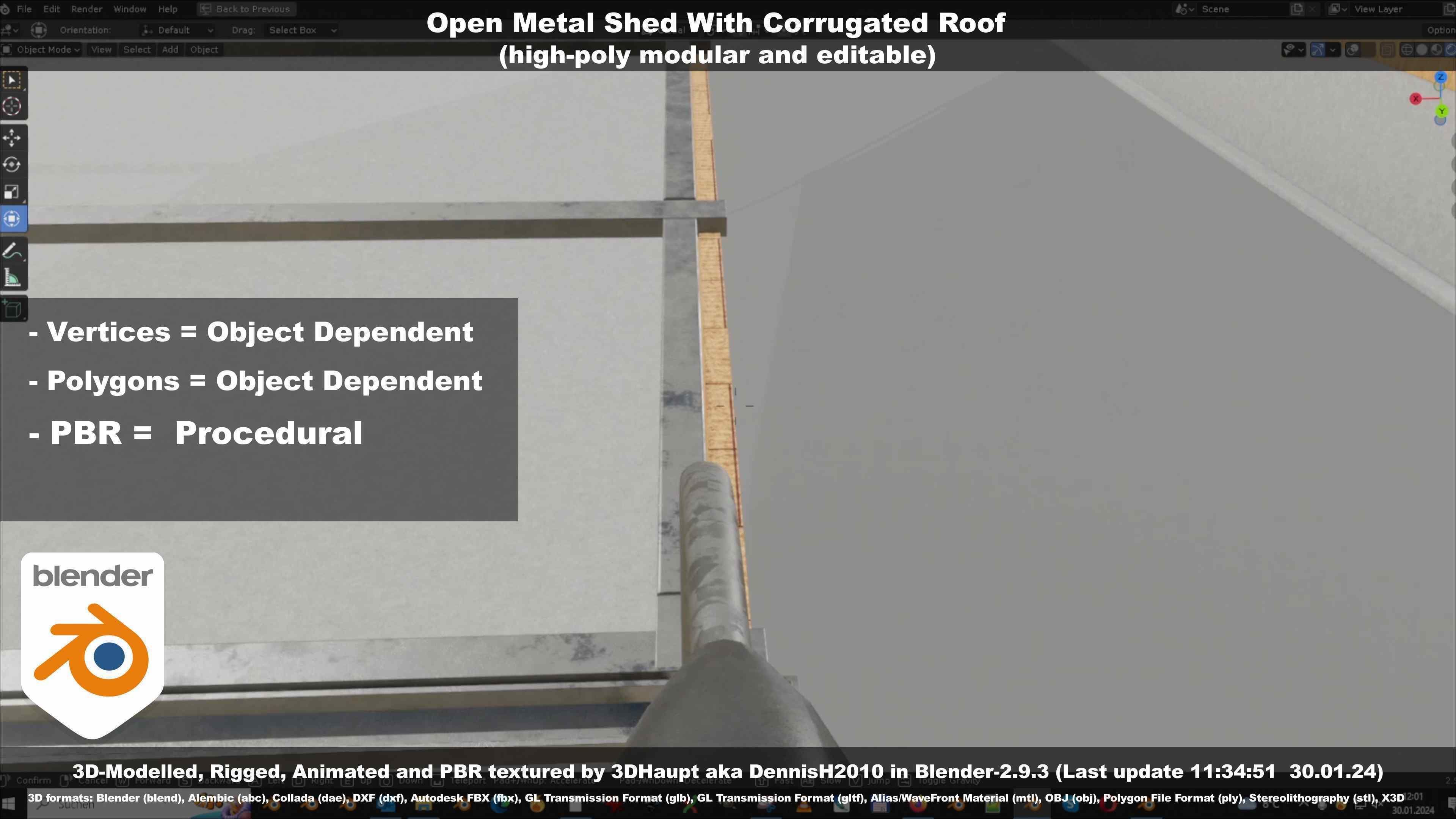 Open Metal Shed With Corrugated Roof 3D model_73