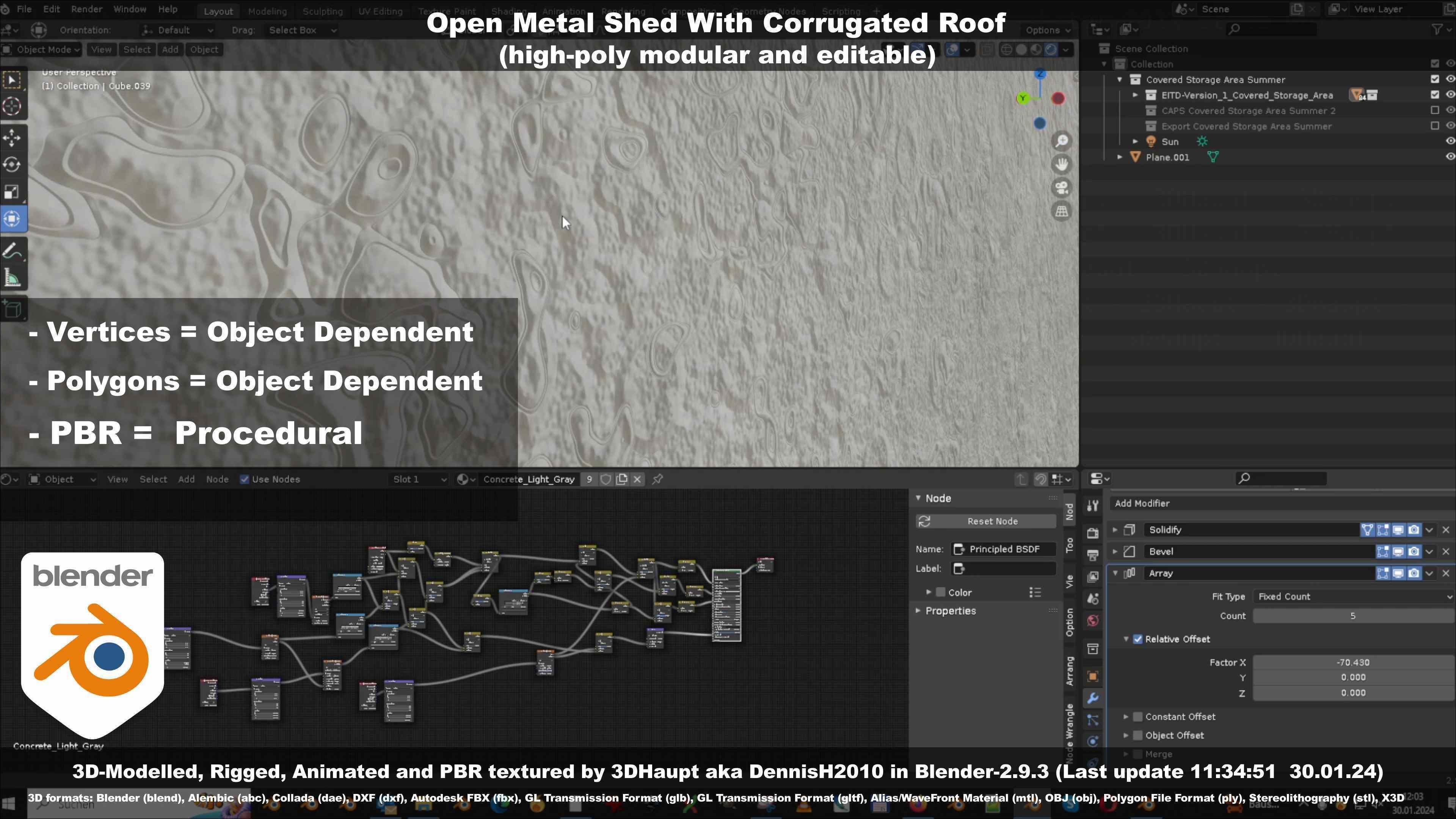 Open Metal Shed With Corrugated Roof 3D model_55