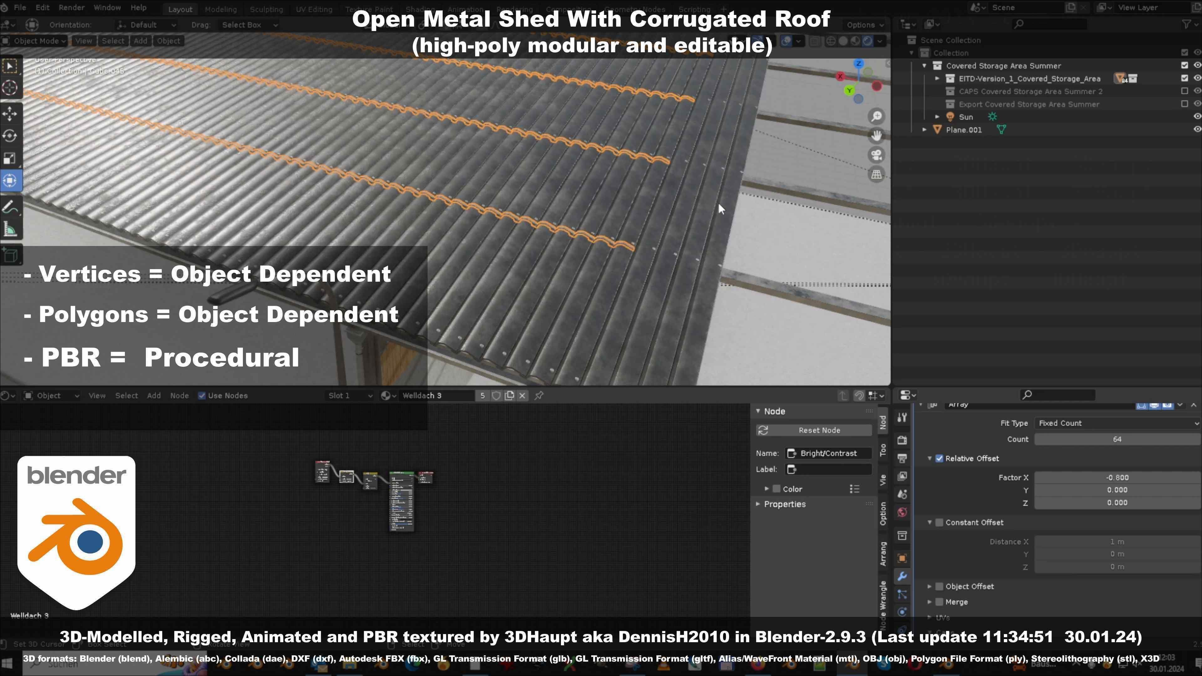Open Metal Shed With Corrugated Roof 3D model_94