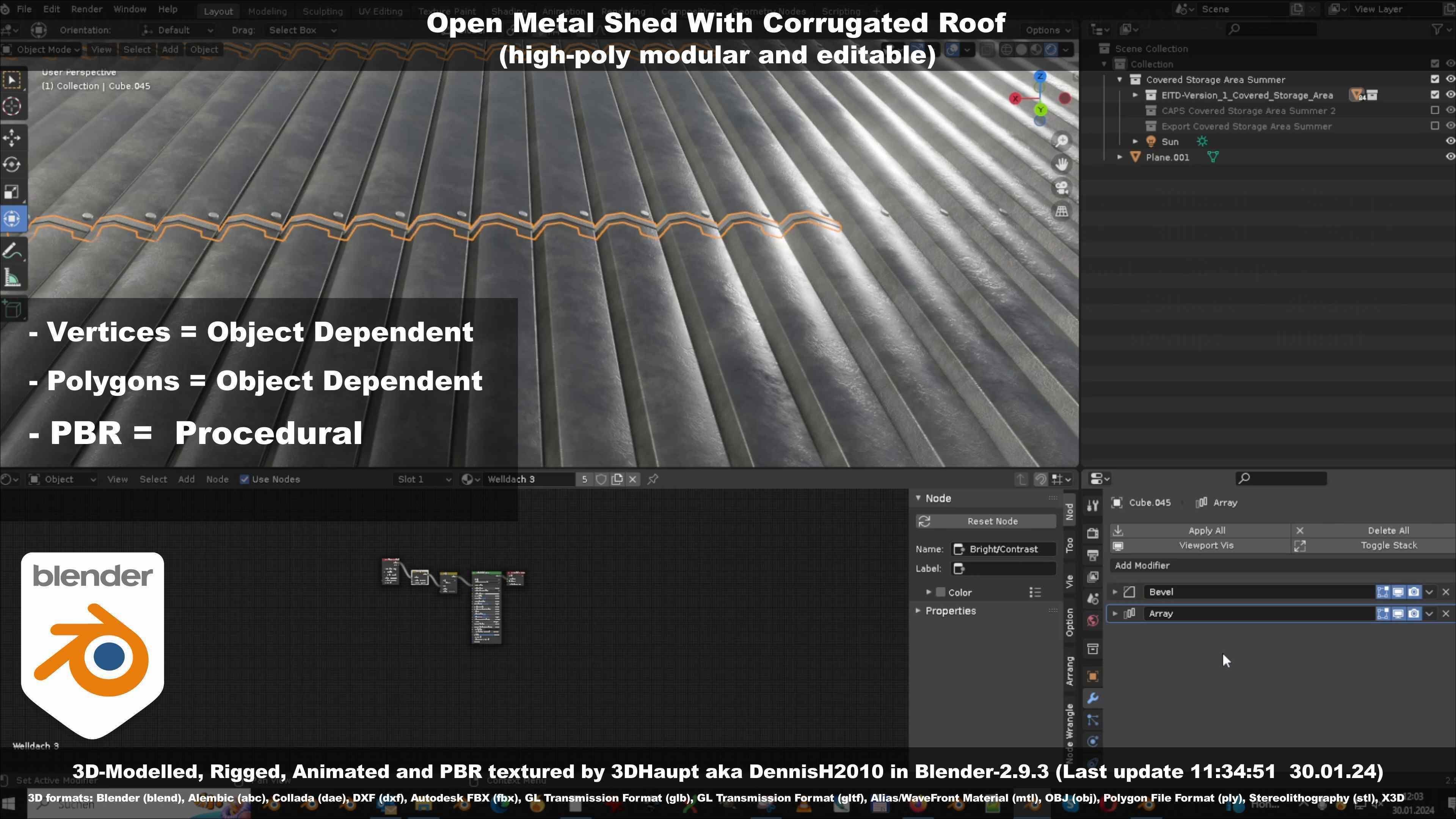 Open Metal Shed With Corrugated Roof 3D model_91
