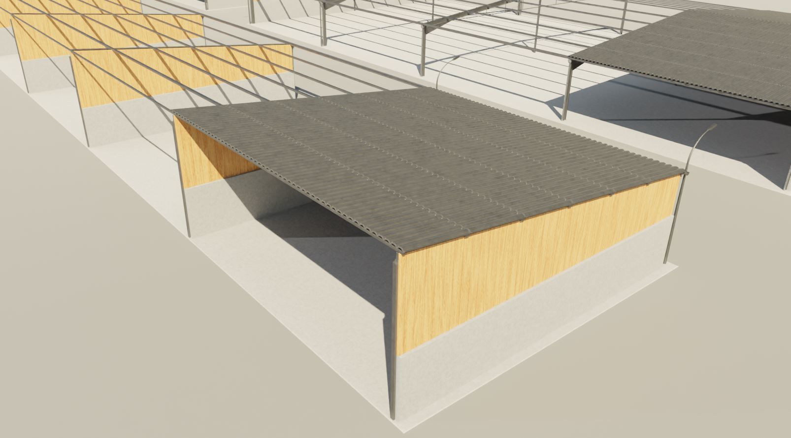 Open Metal Shed With Corrugated Roof 3D model_11