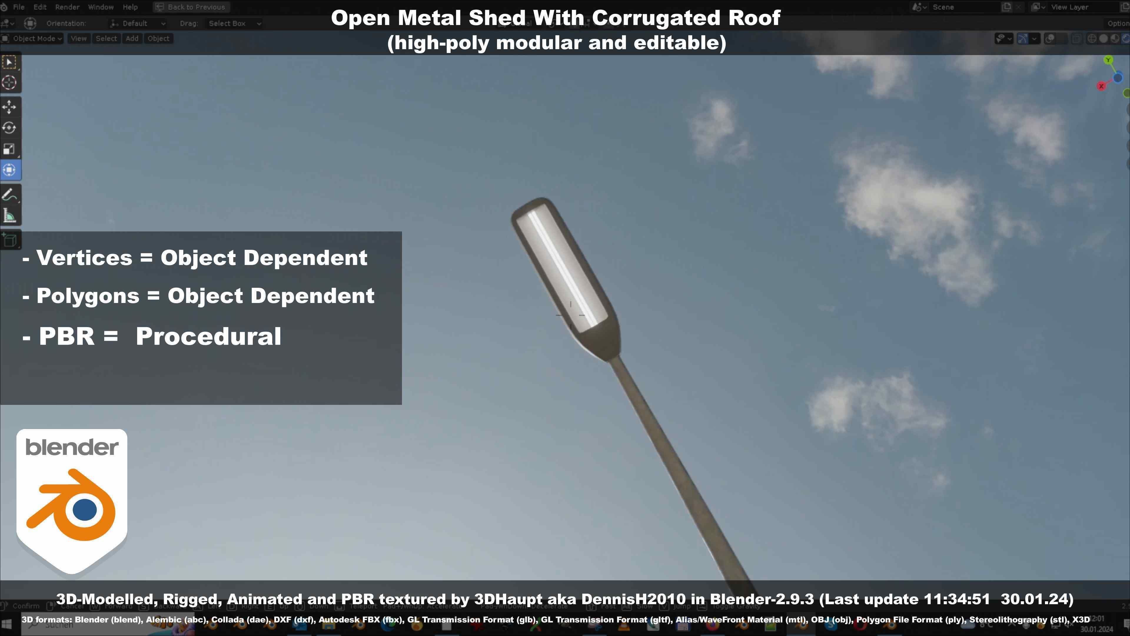 Open Metal Shed With Corrugated Roof 3D model_72