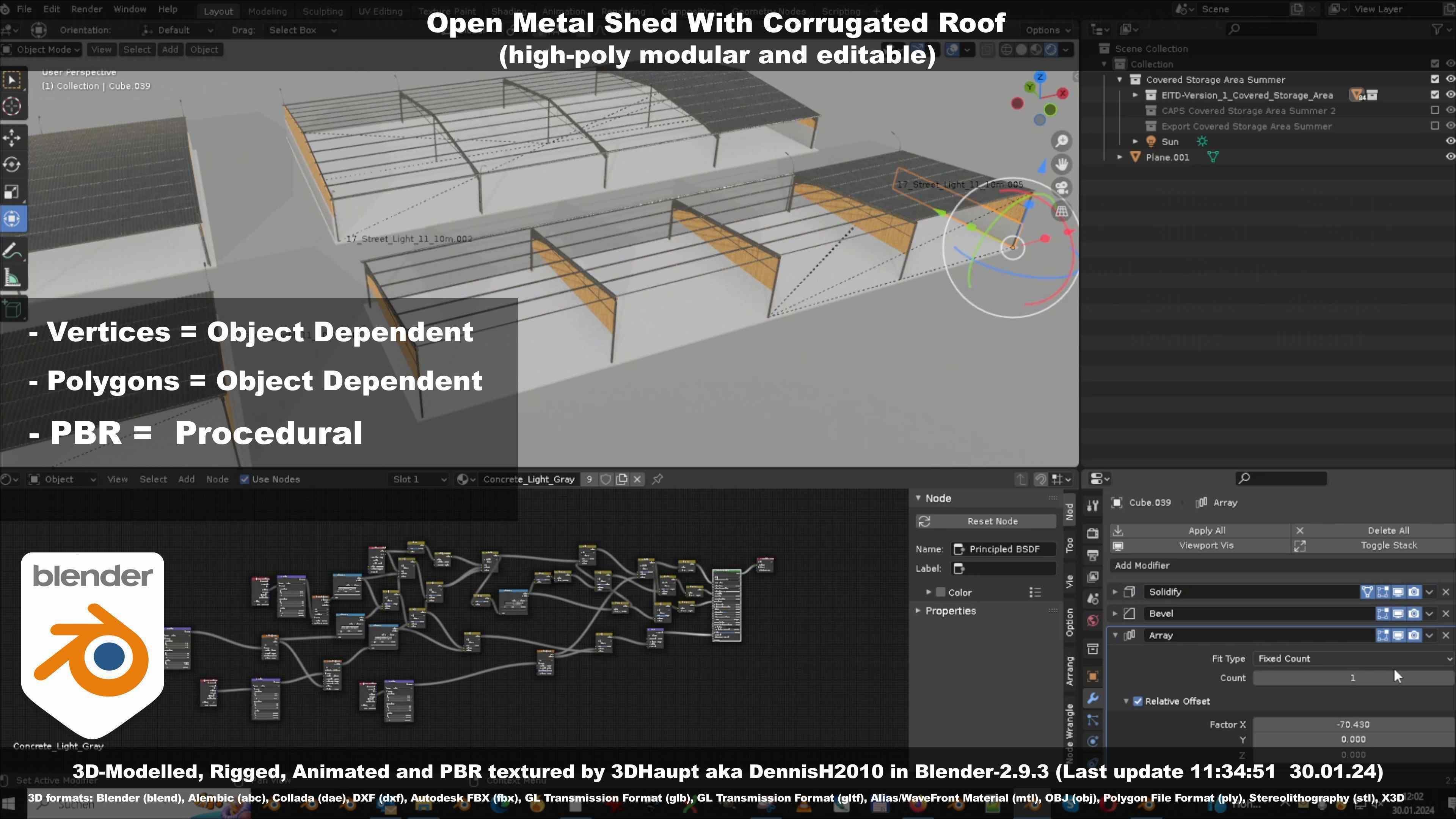 Open Metal Shed With Corrugated Roof 3D model_85