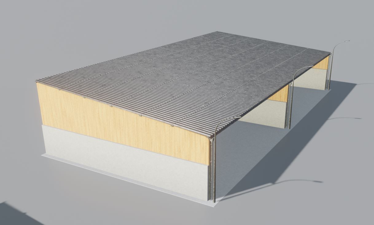 Open Metal Shed With Corrugated Roof 3D model_23