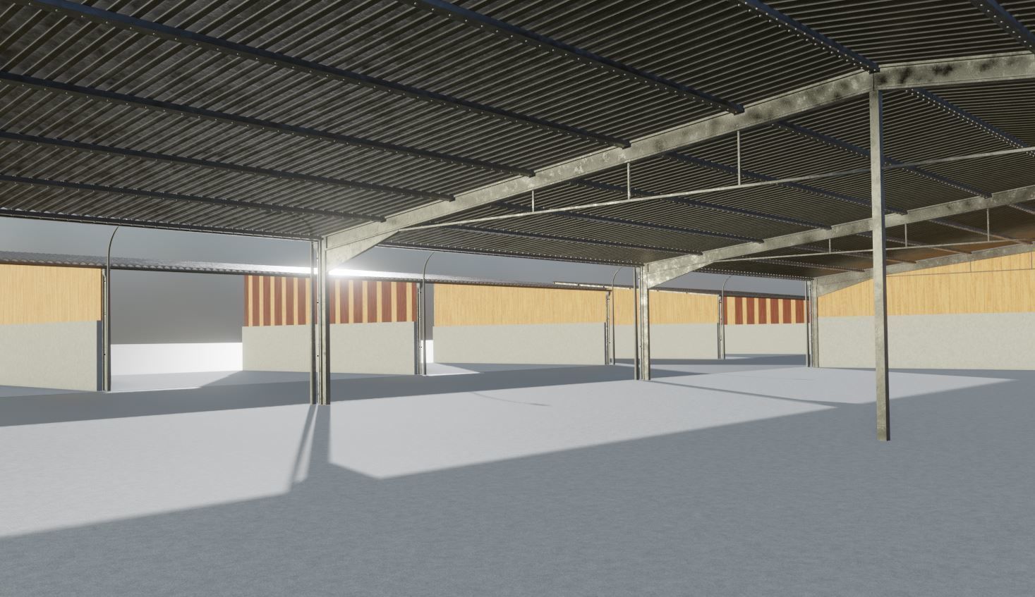 Open Metal Shed With Corrugated Roof 3D model_13