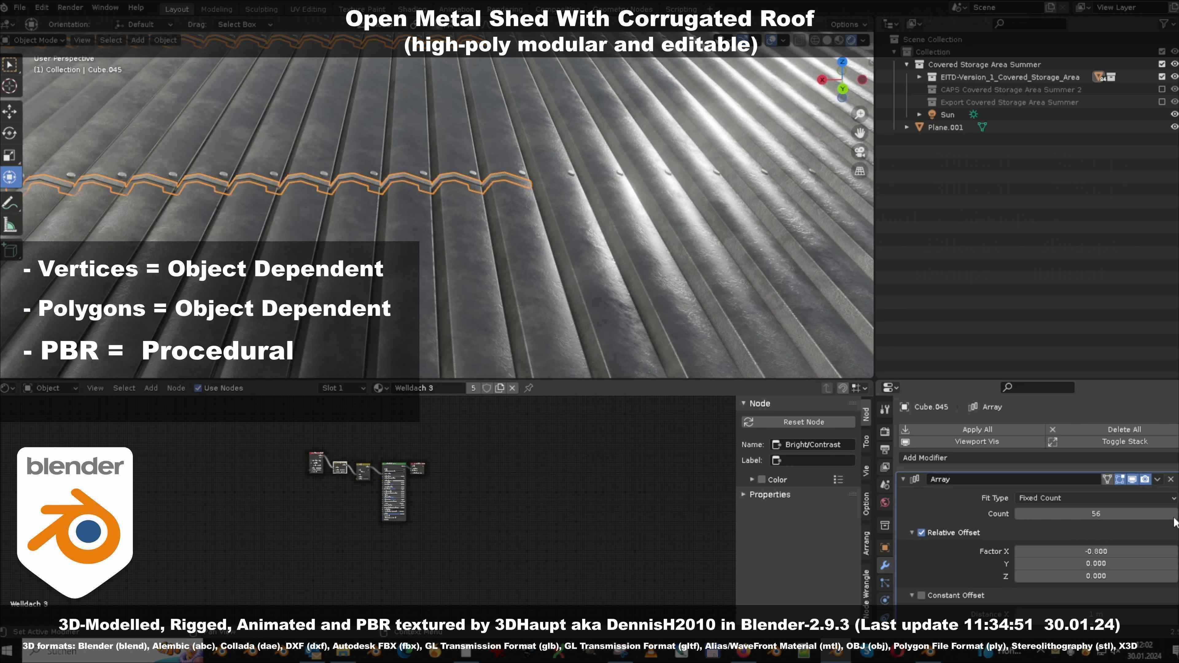 Open Metal Shed With Corrugated Roof 3D model_89