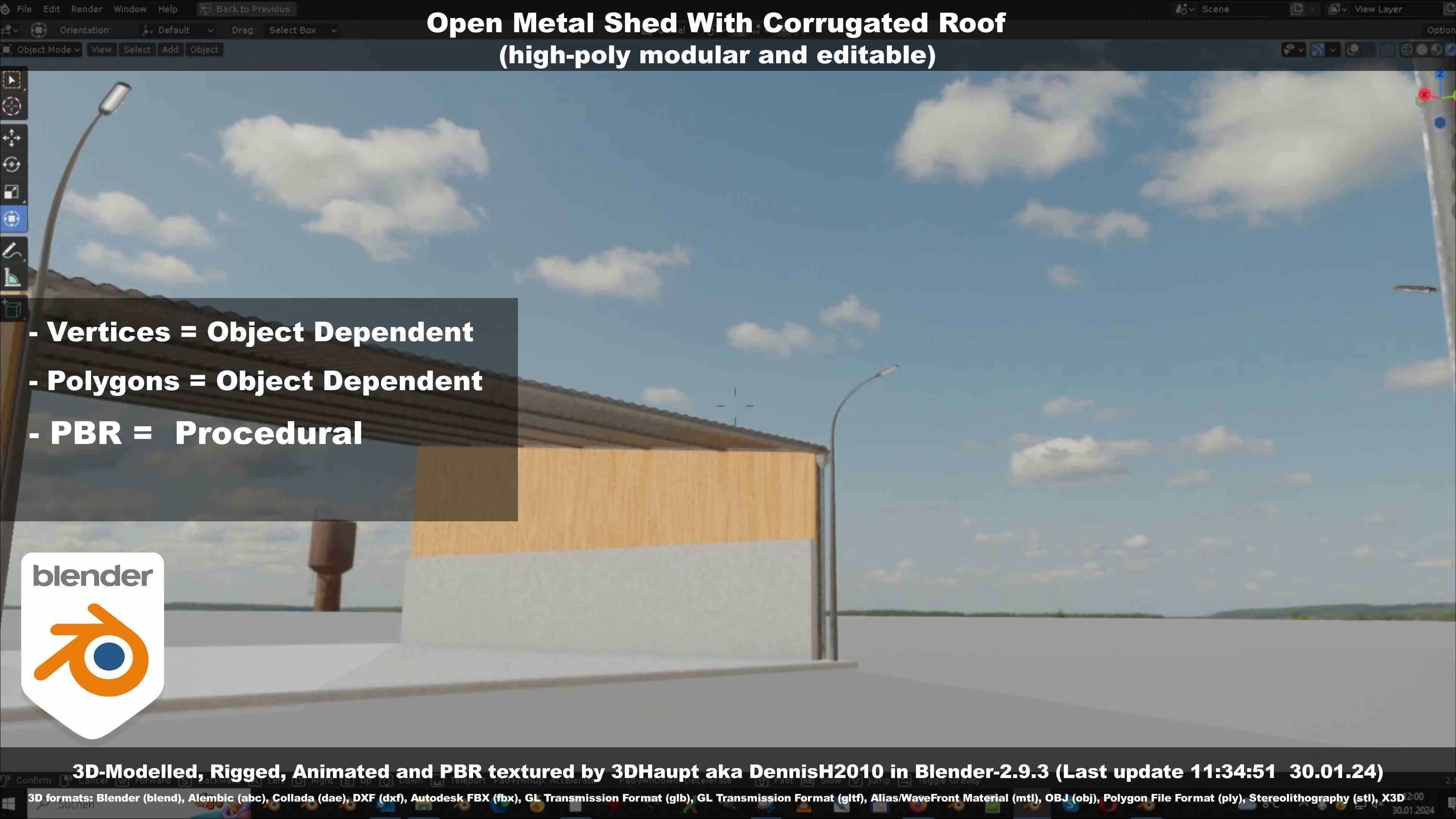 Open Metal Shed With Corrugated Roof 3D model_81