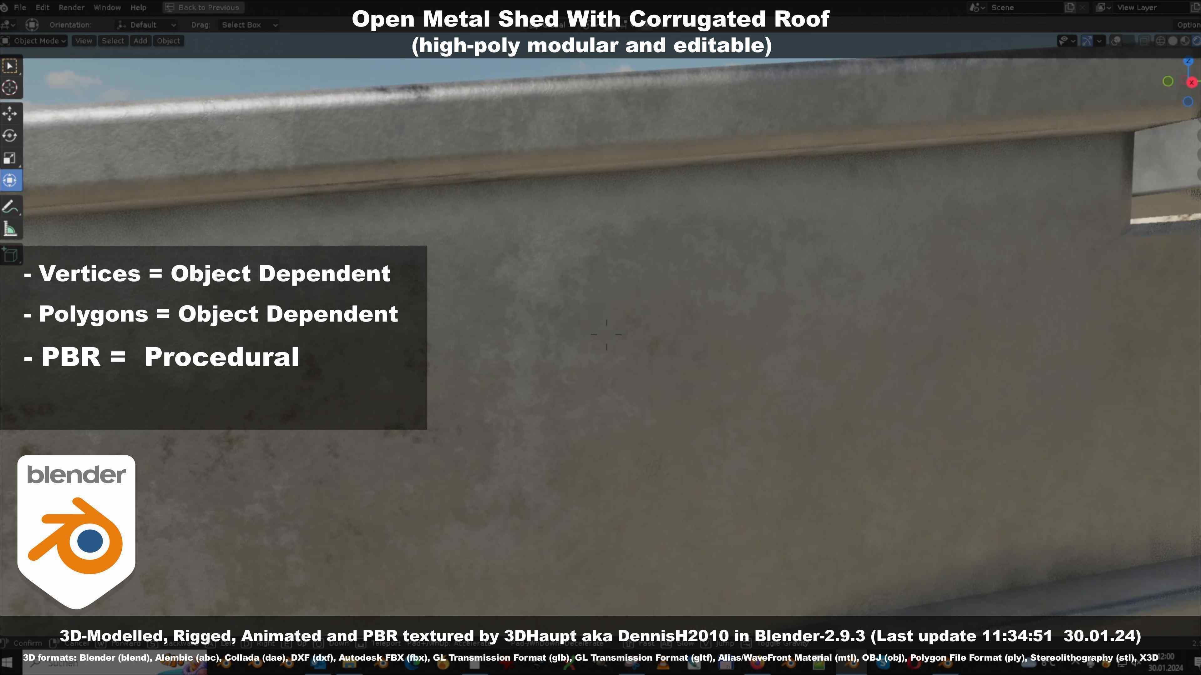 Open Metal Shed With Corrugated Roof 3D model_61