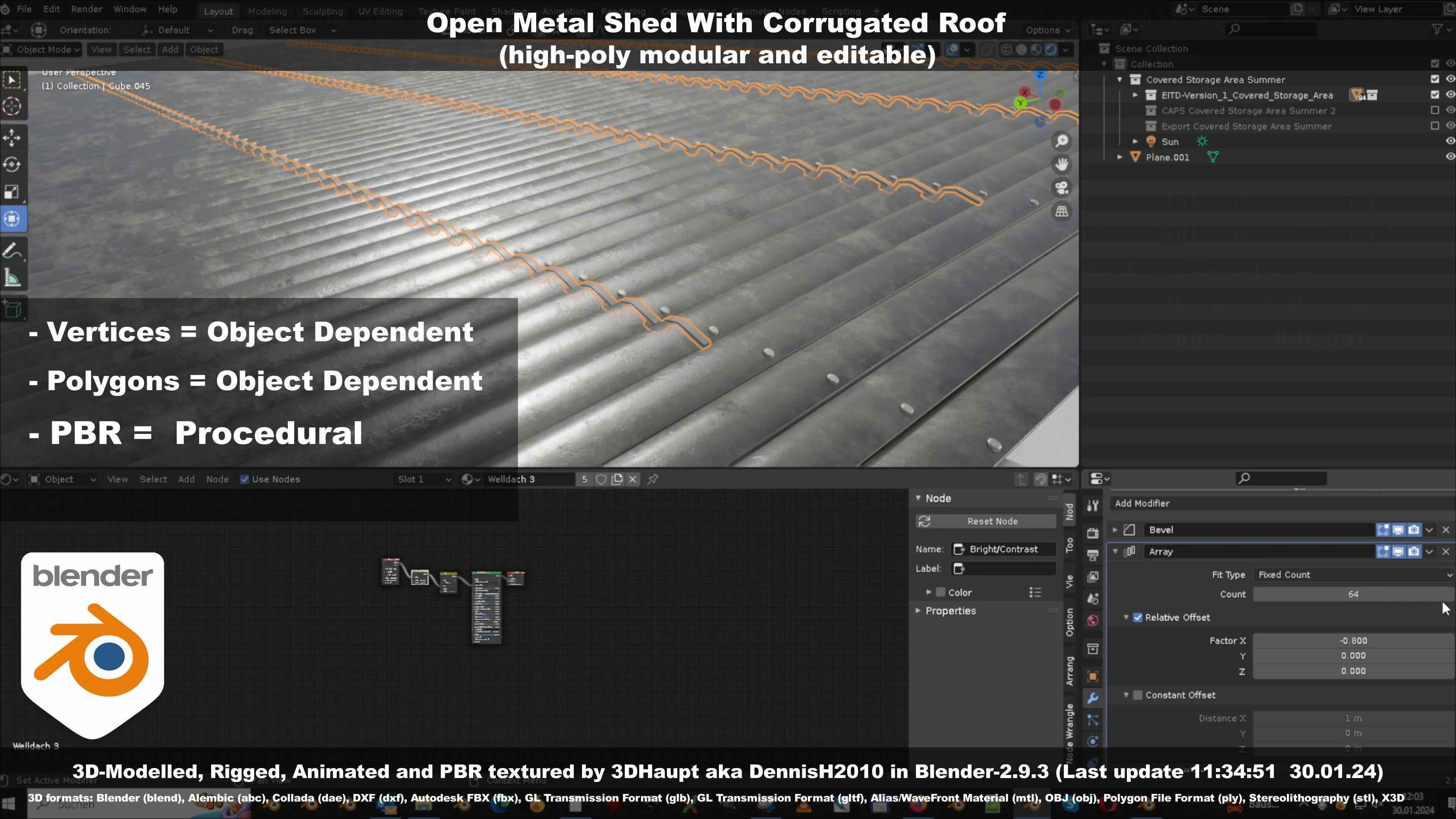 Open Metal Shed With Corrugated Roof 3D model_95