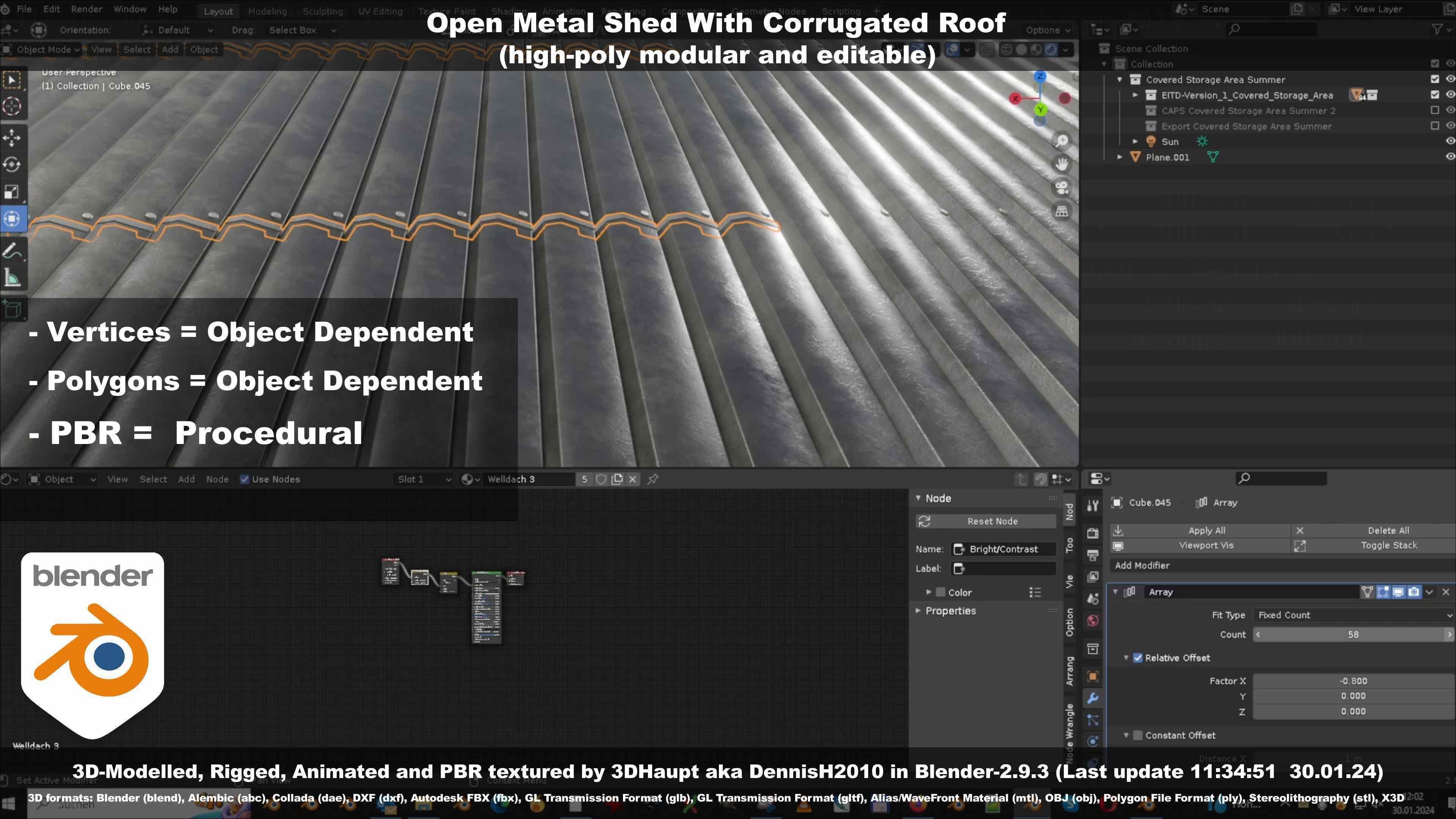 Open Metal Shed With Corrugated Roof 3D model_54
