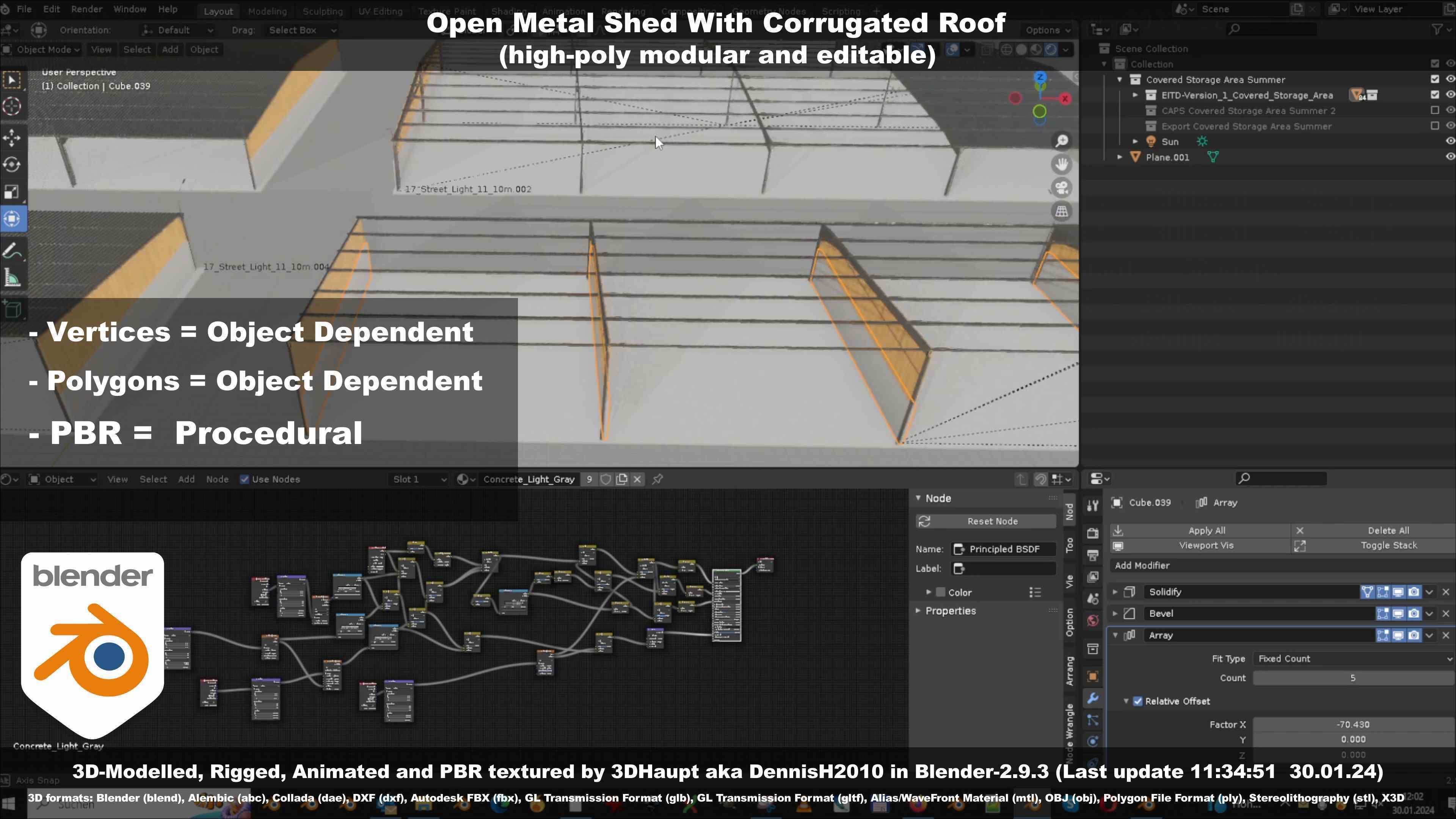Open Metal Shed With Corrugated Roof 3D model_49