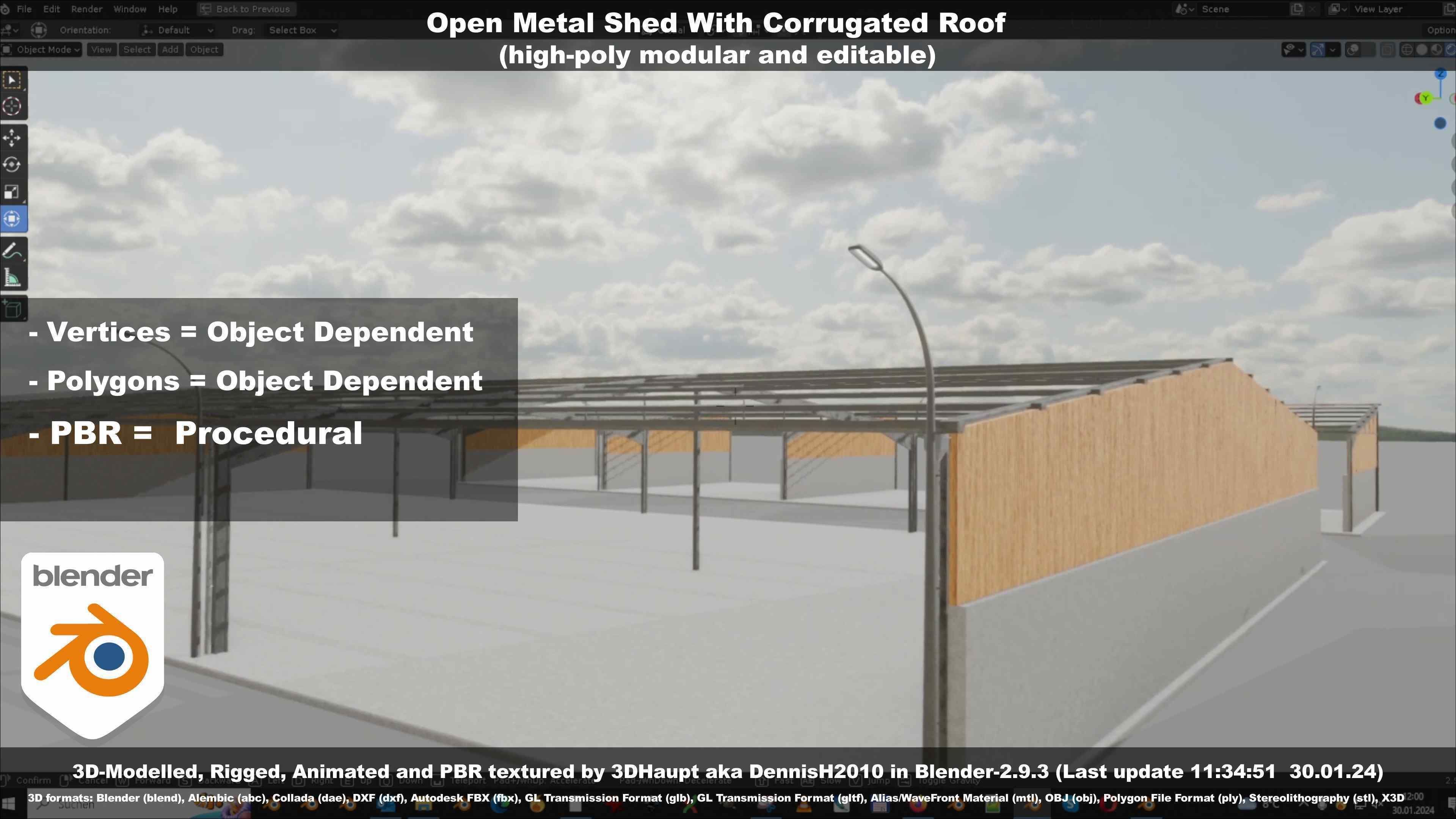 Open Metal Shed With Corrugated Roof 3D model_67