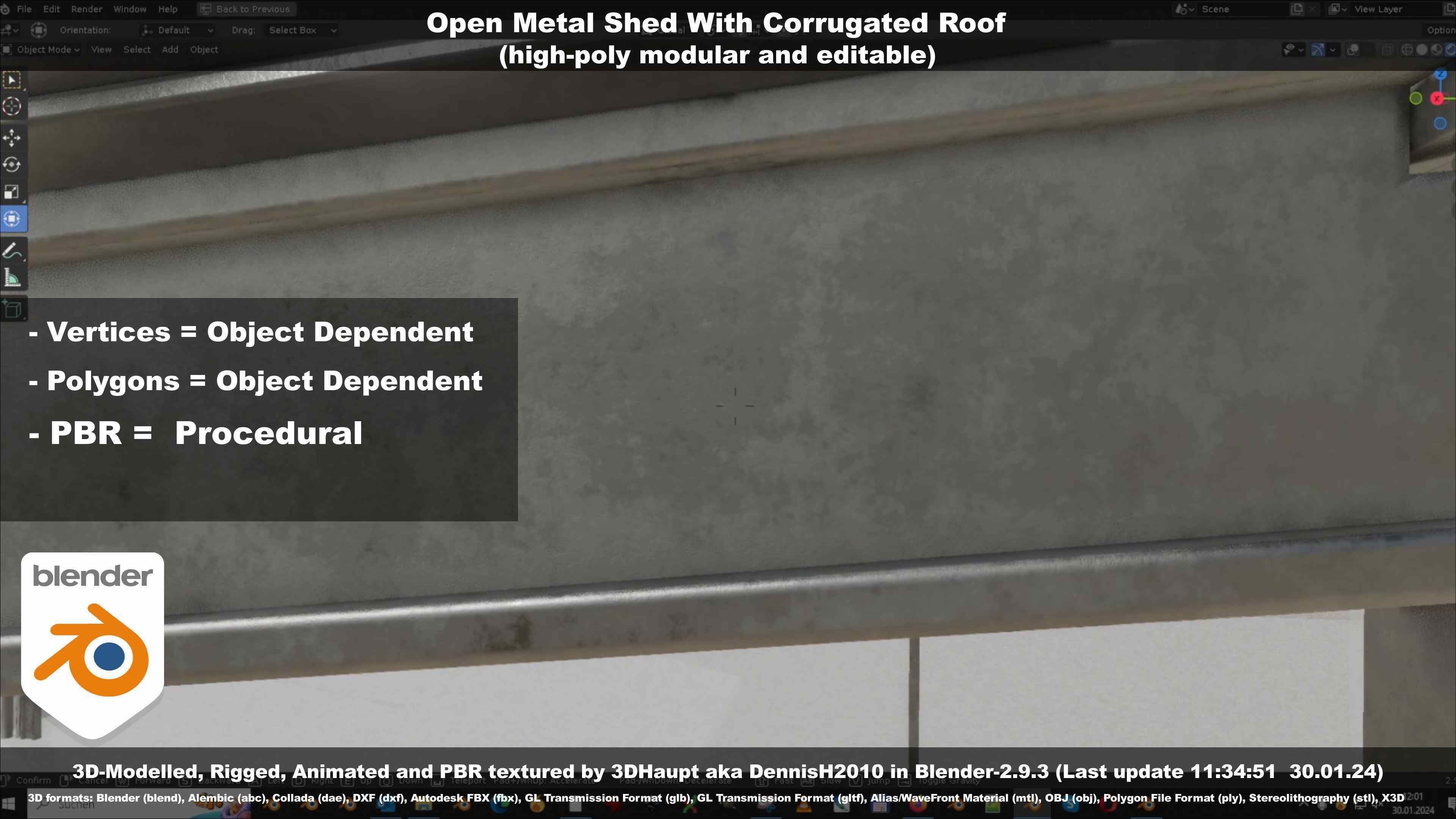 Open Metal Shed With Corrugated Roof 3D model_76