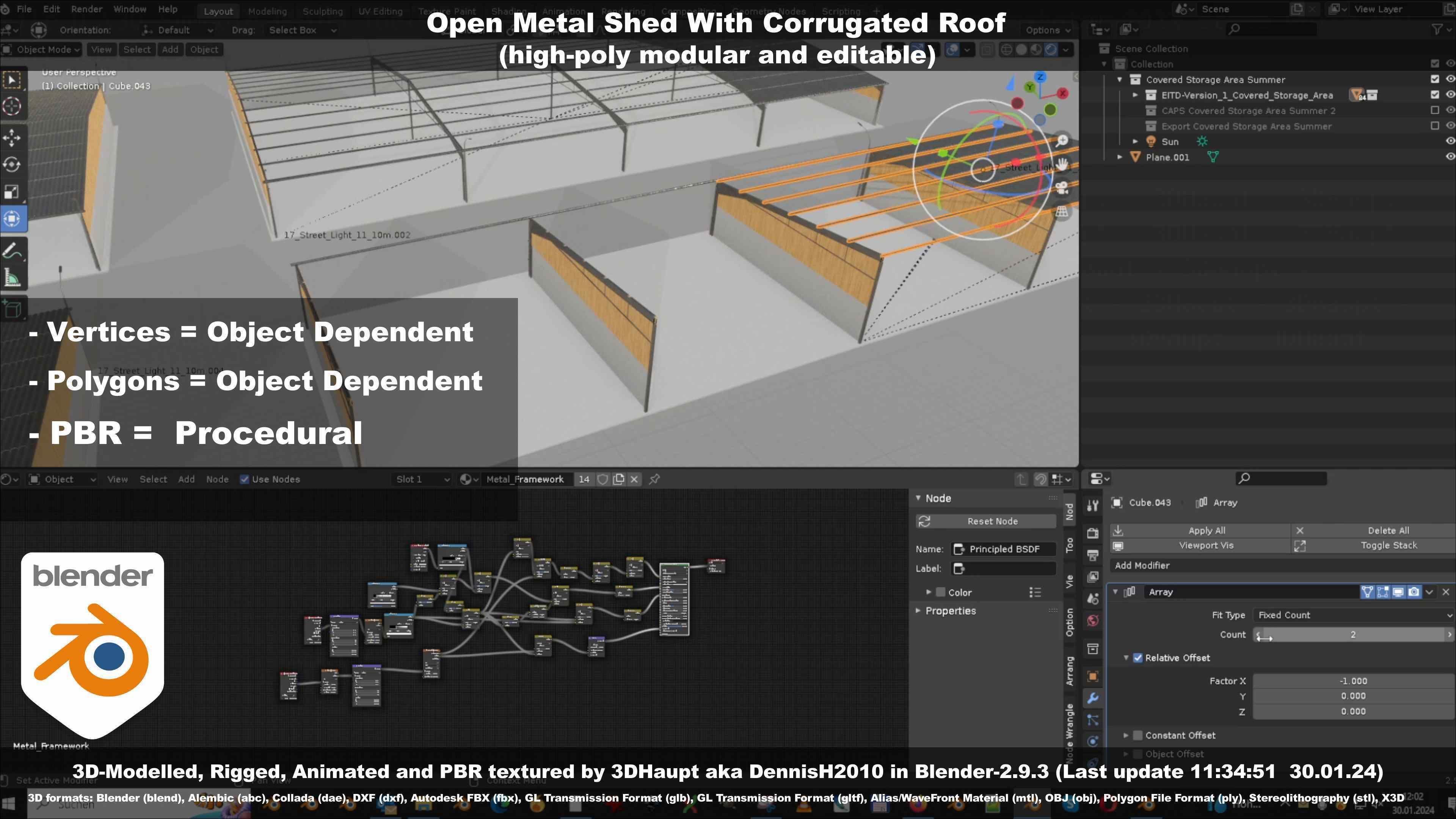 Open Metal Shed With Corrugated Roof 3D model_48