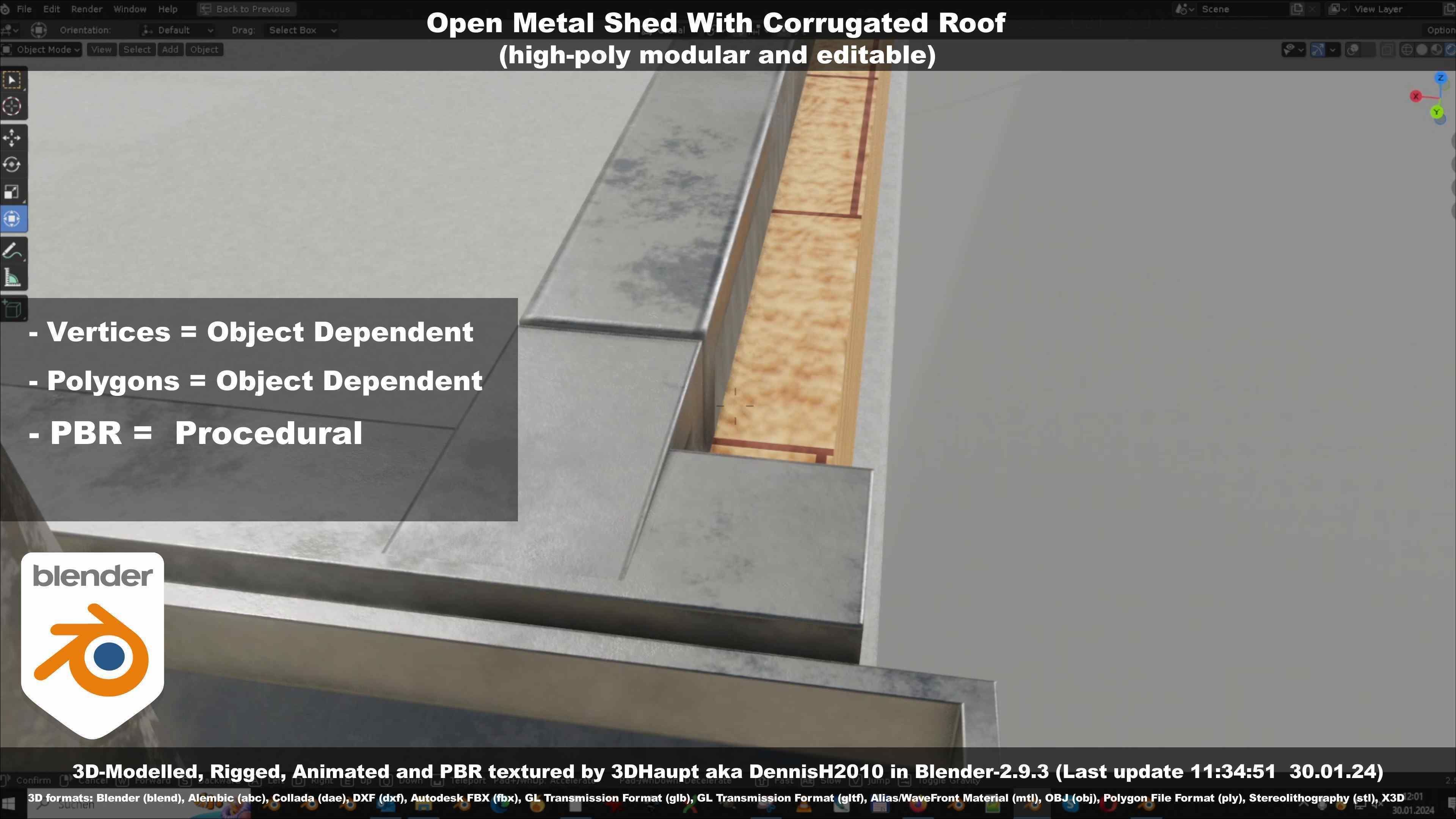 Open Metal Shed With Corrugated Roof 3D model_75