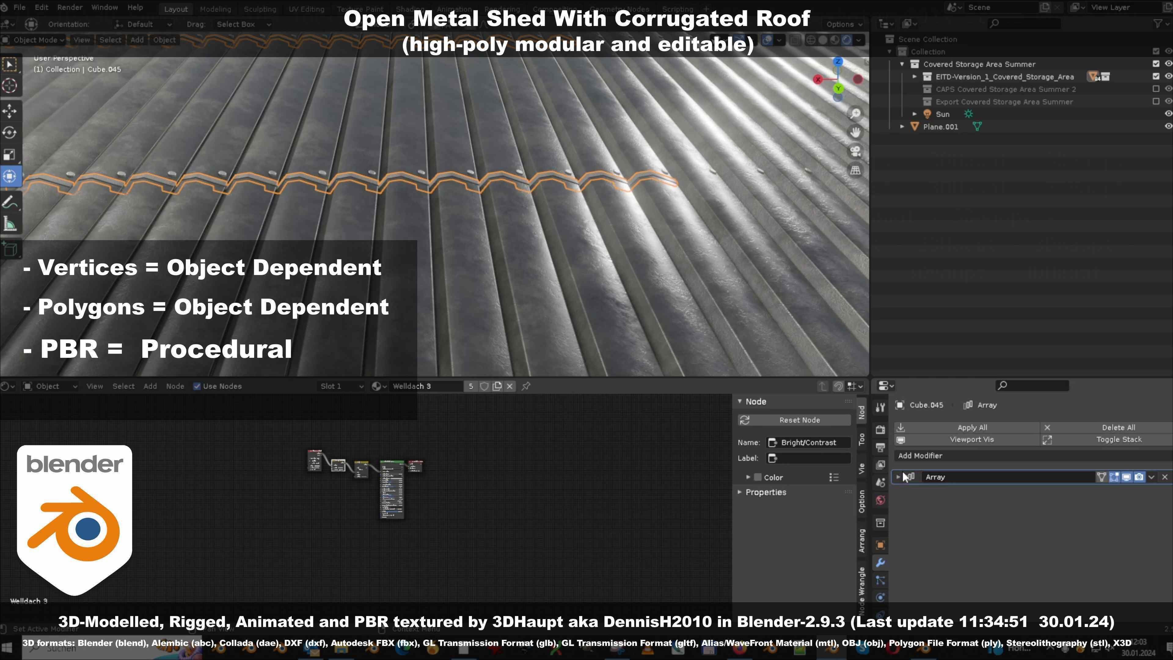 Open Metal Shed With Corrugated Roof 3D model_90