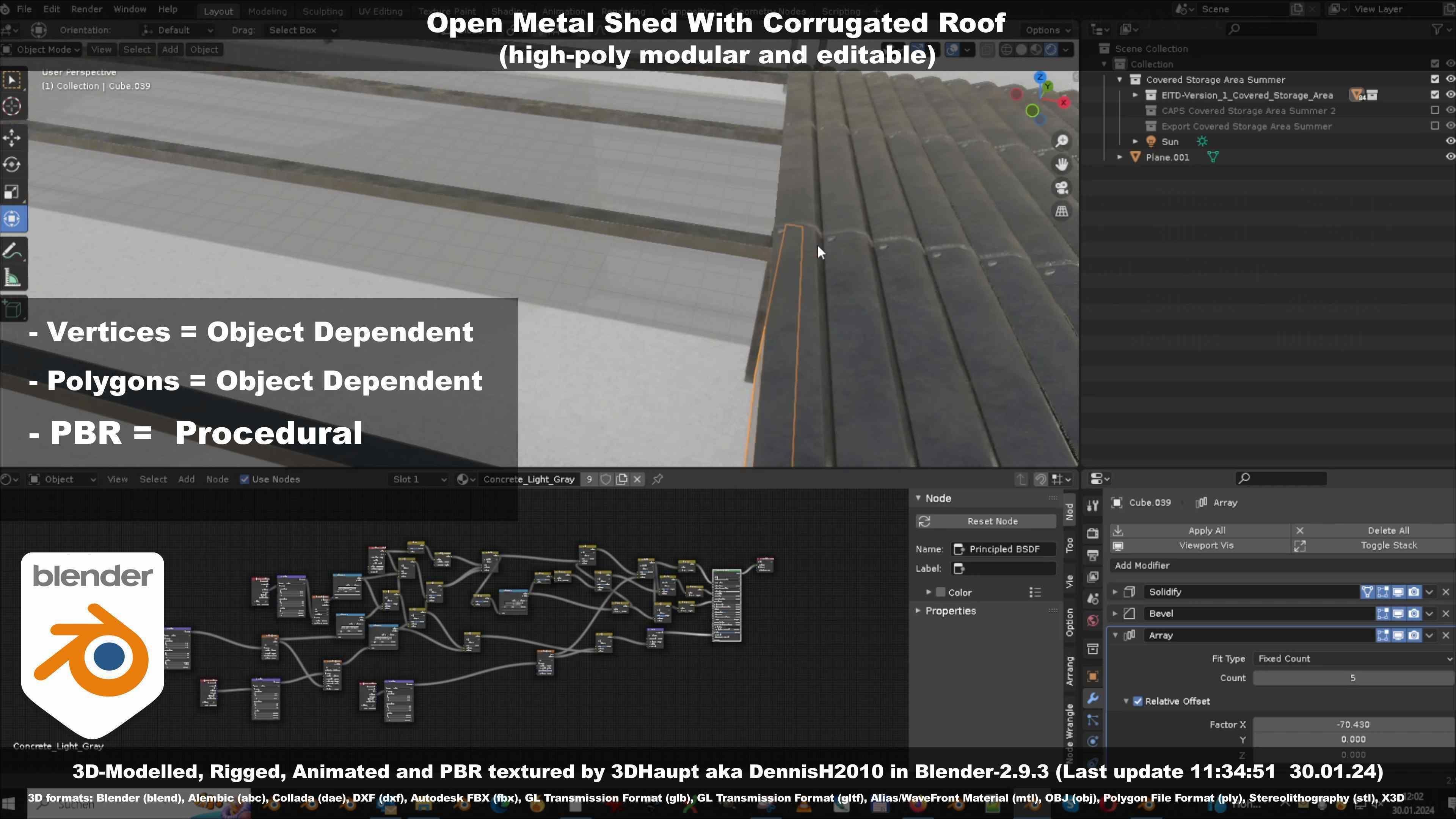 Open Metal Shed With Corrugated Roof 3D model_87