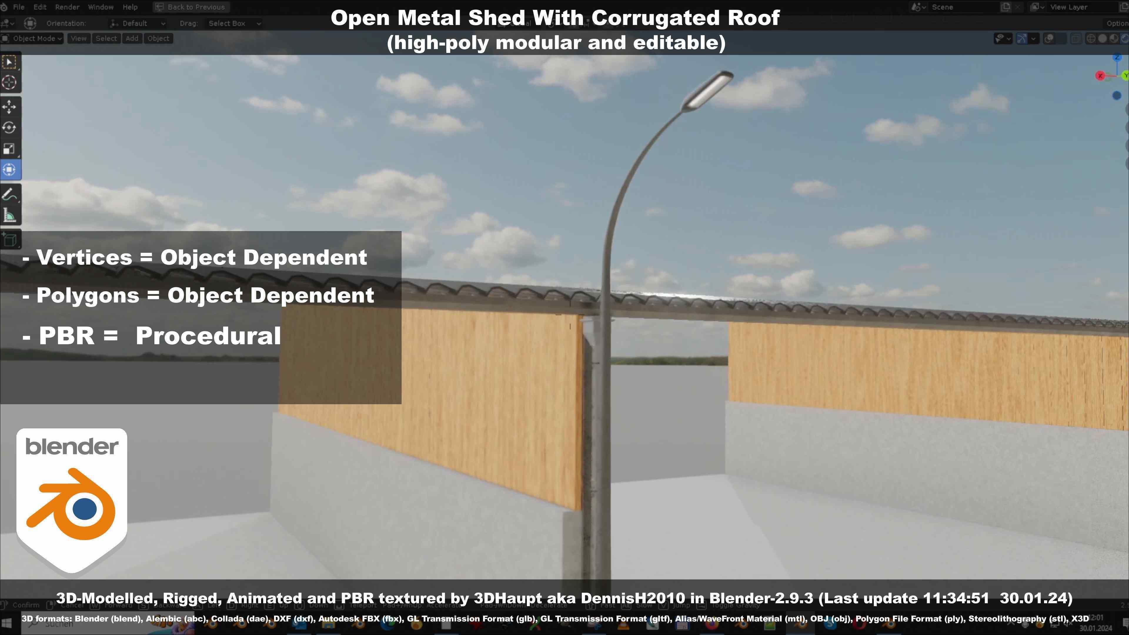 Open Metal Shed With Corrugated Roof 3D model_41
