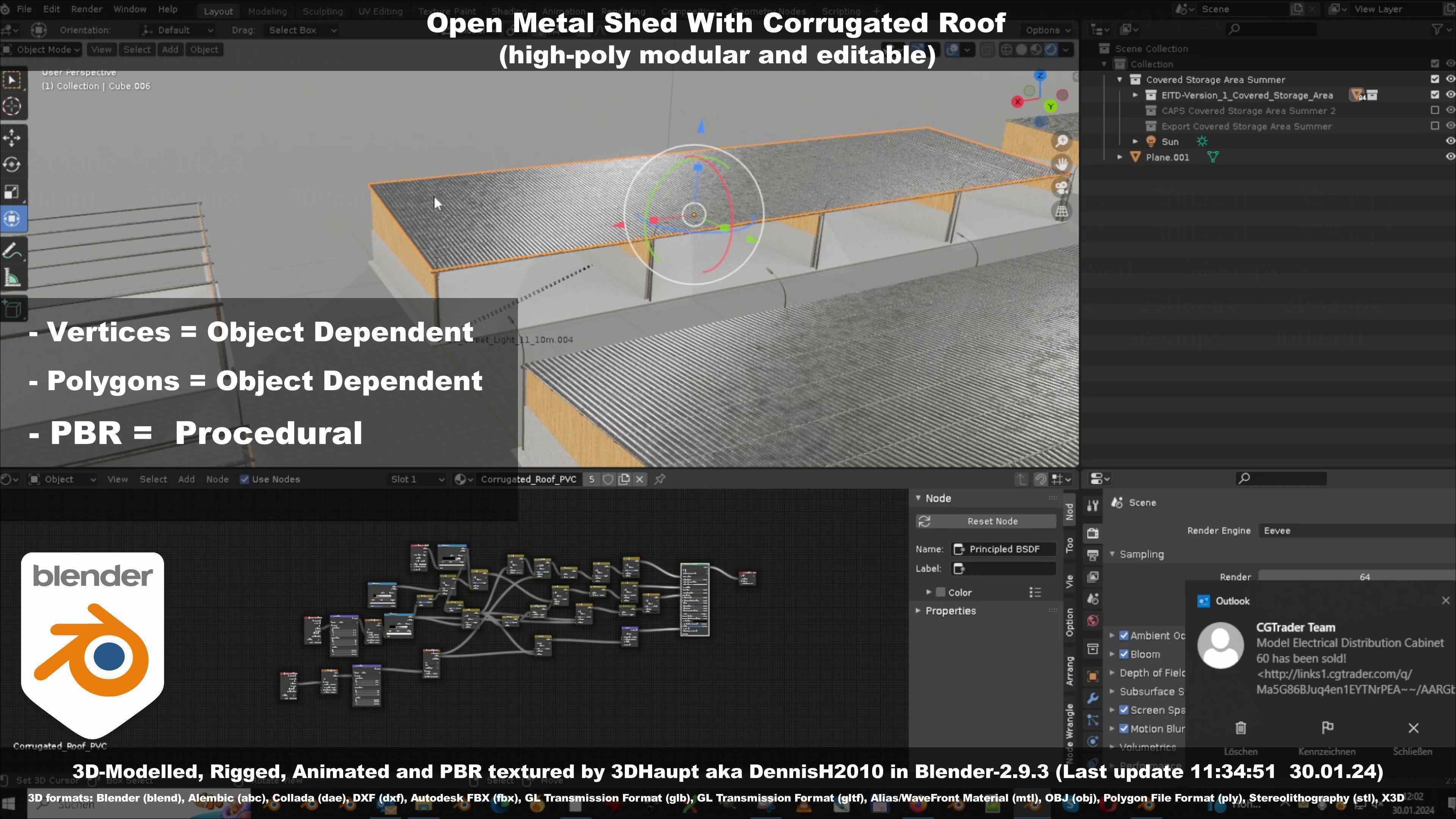 Open Metal Shed With Corrugated Roof 3D model_46
