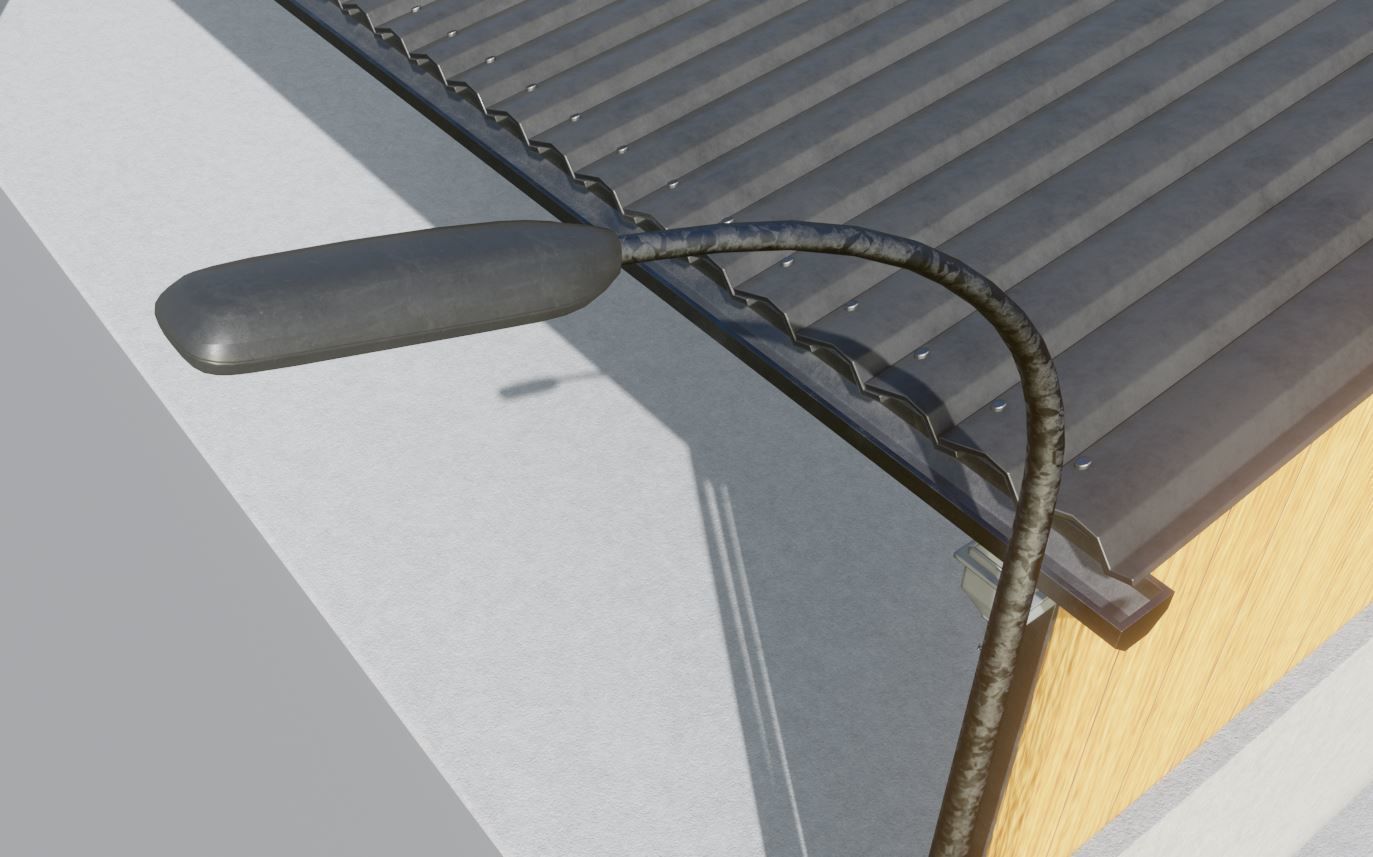 Open Metal Shed With Corrugated Roof 3D model_9