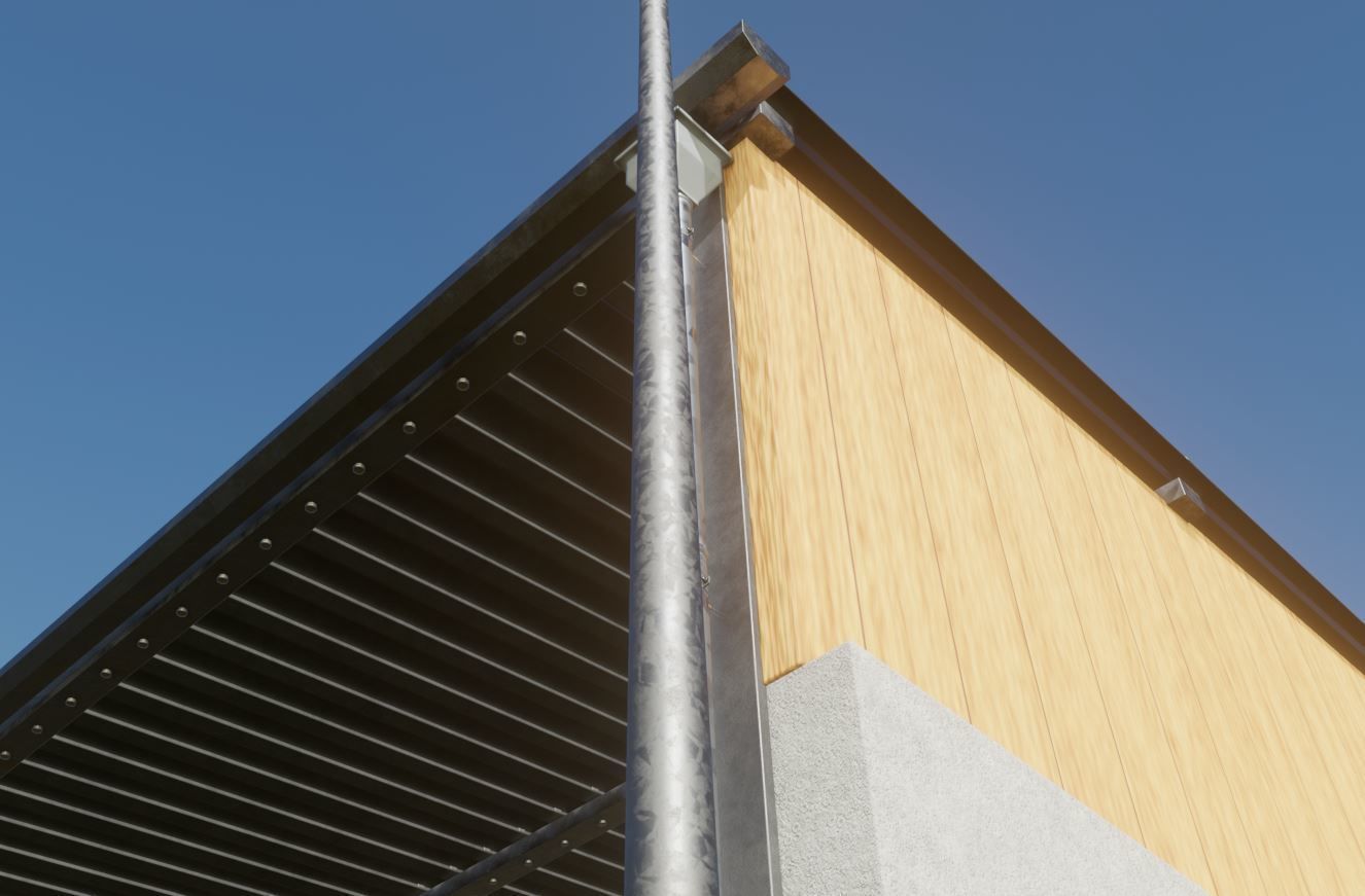 Open Metal Shed With Corrugated Roof 3D model_17