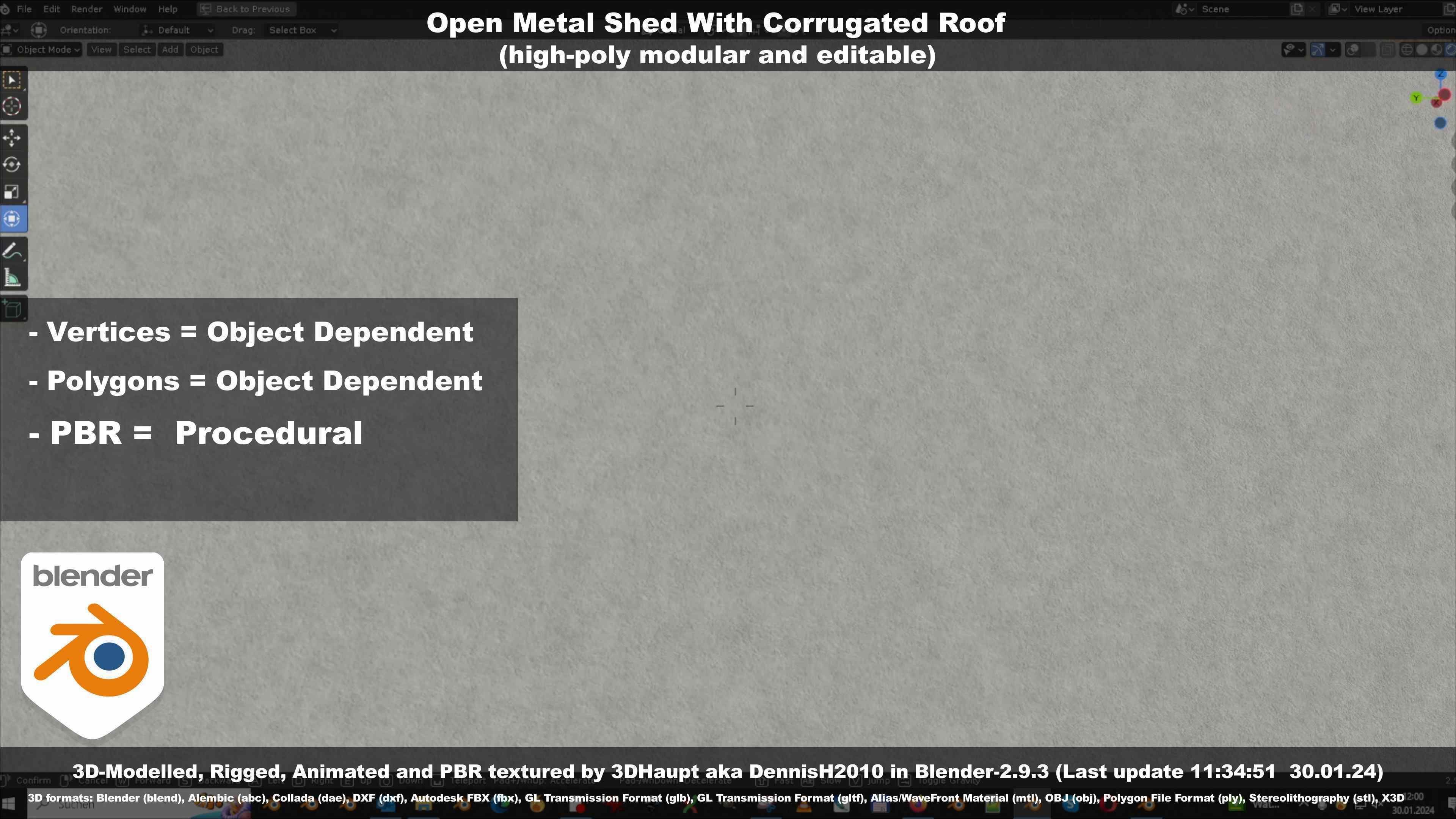 Open Metal Shed With Corrugated Roof 3D model_104