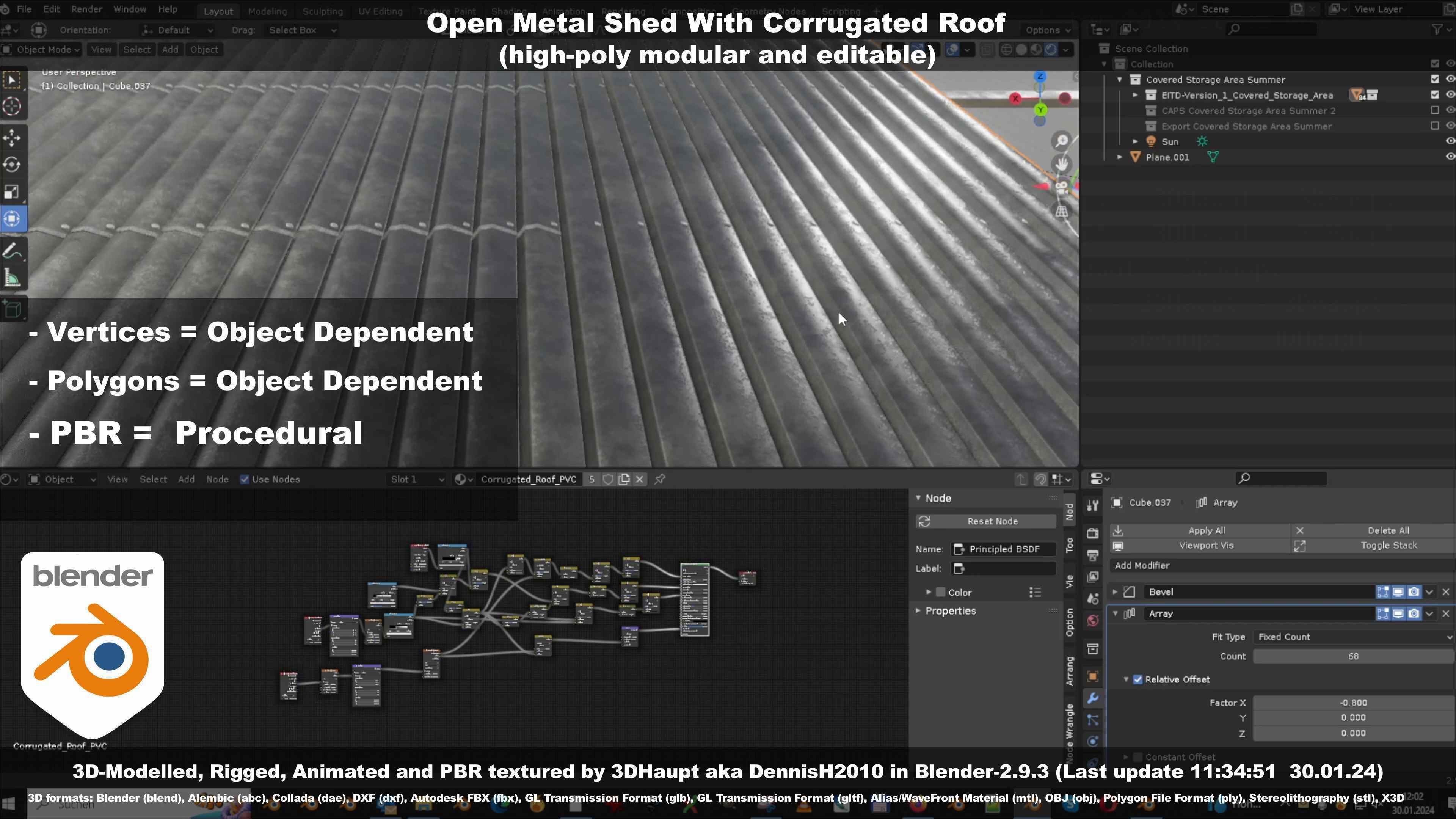 Open Metal Shed With Corrugated Roof 3D model_53