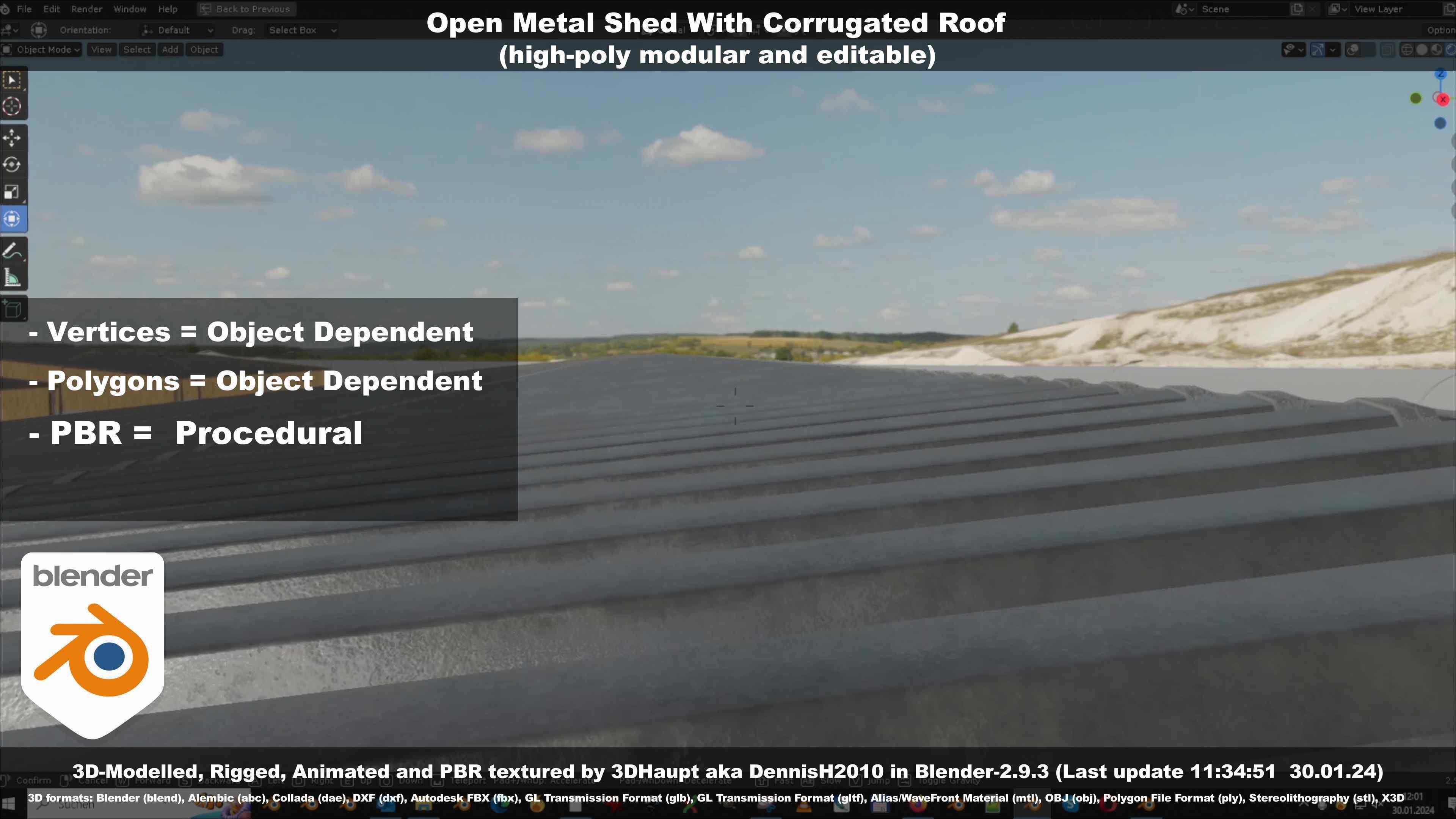 Open Metal Shed With Corrugated Roof 3D model_37