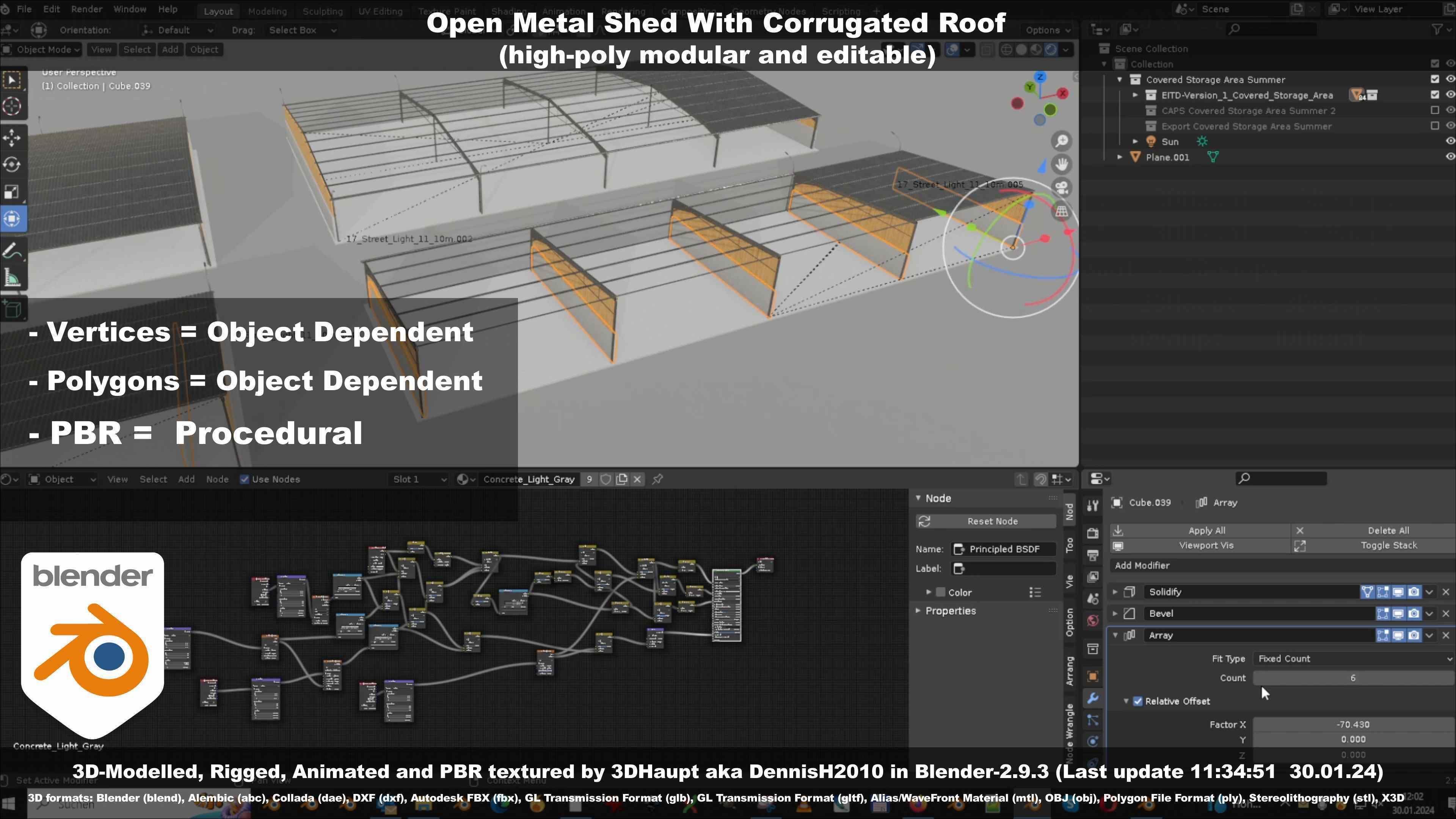 Open Metal Shed With Corrugated Roof 3D model_86
