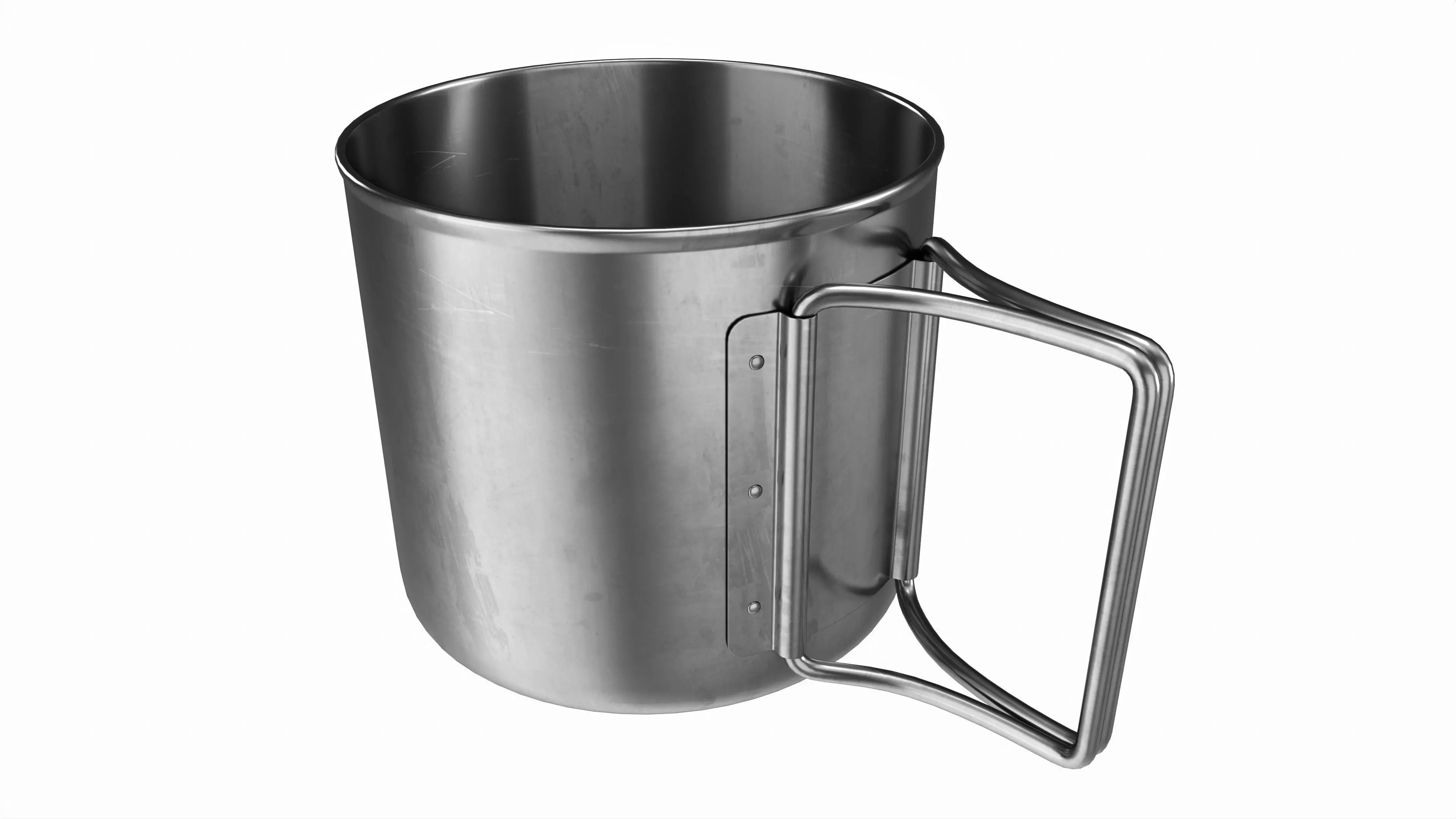 Camping metal mug with foldable handles 3D model