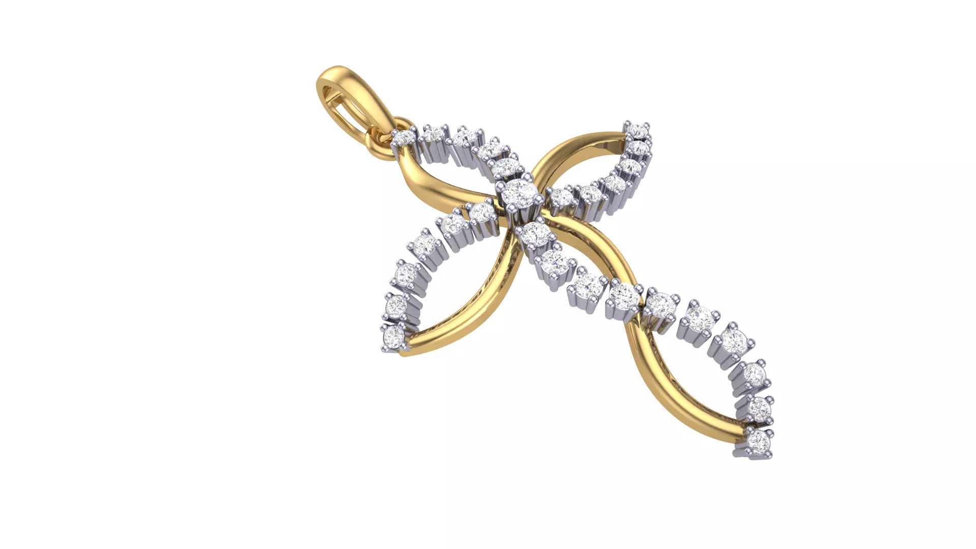 windy flower gold diamond pendant 3D print model