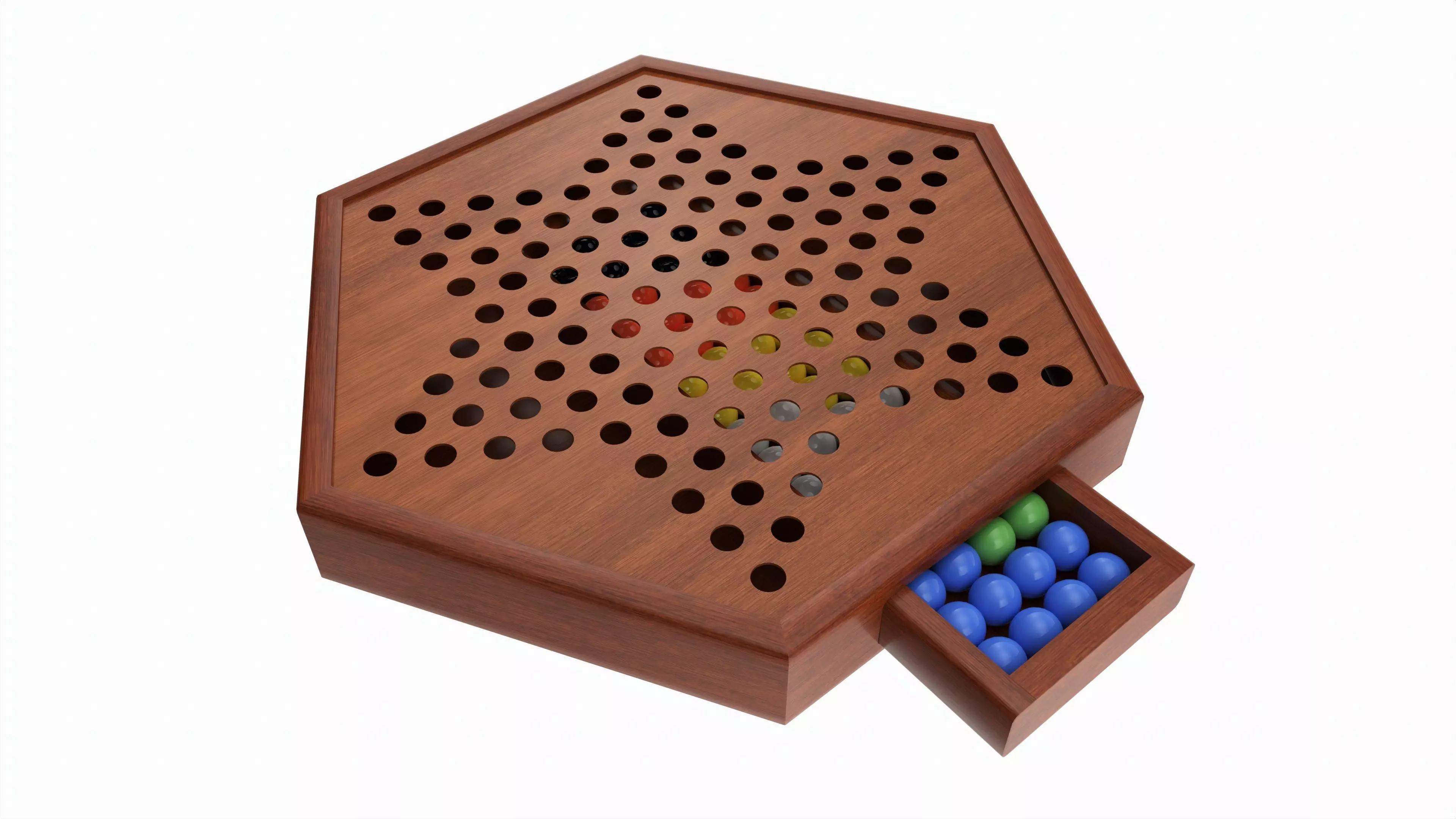 Chinese Checkers Wooden Board Table Game Boxed 3D model